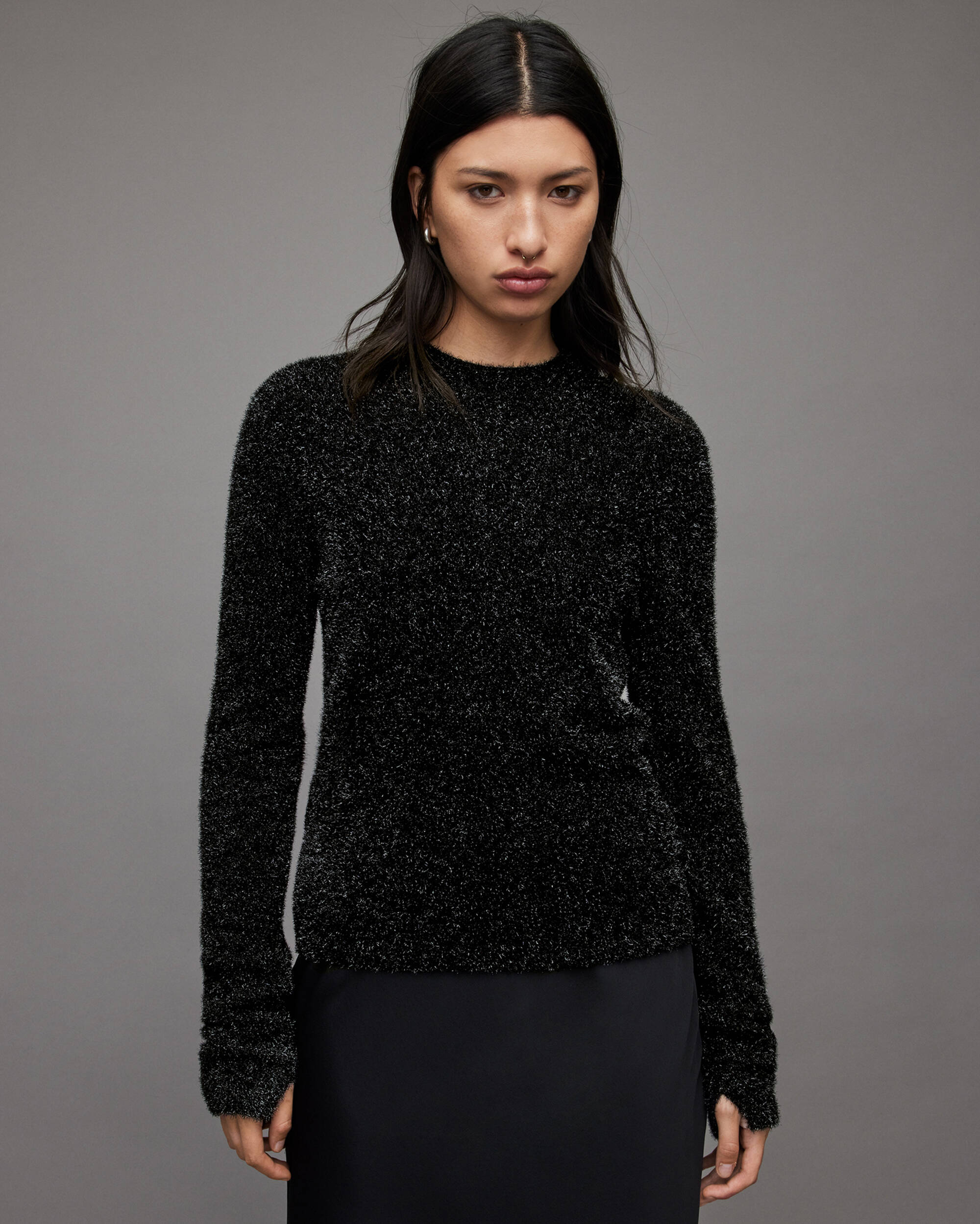 Sparkle Metallic Sweater Black | ALLSAINTS US