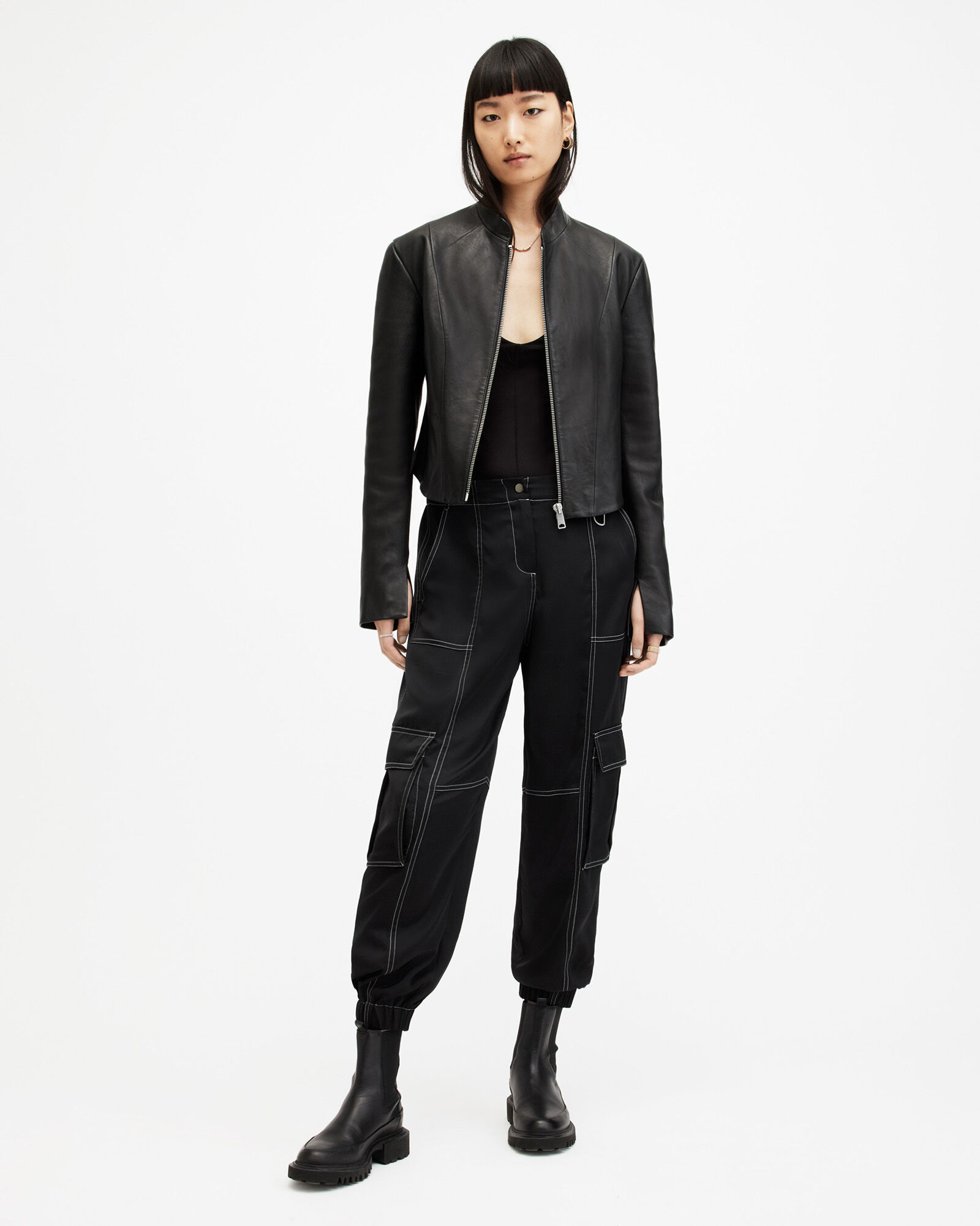Fran High Rise Tapered Cargo Pants Black | ALLSAINTS US