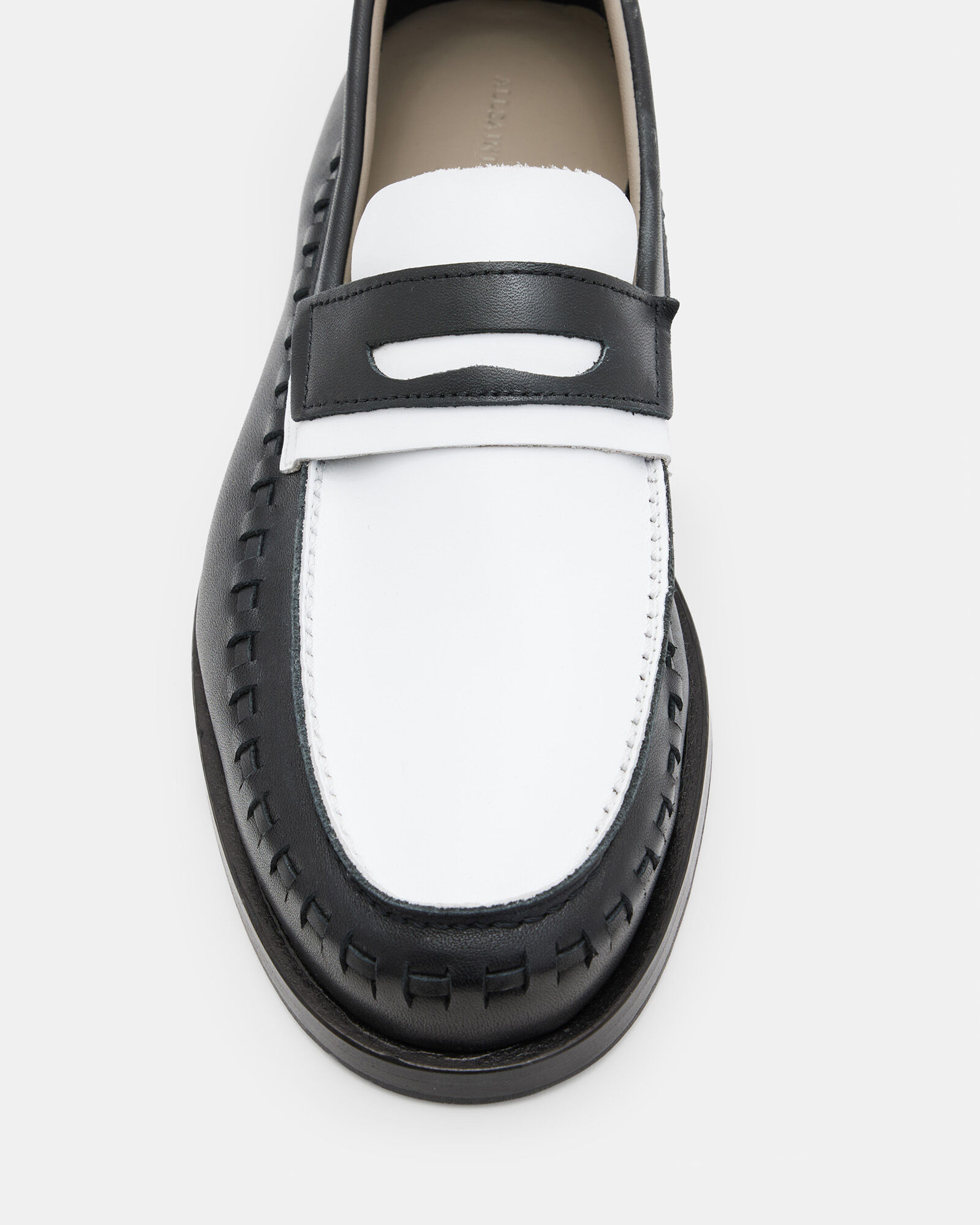 Sammy Leather Loafer Shoes Black/White | ALLSAINTS US