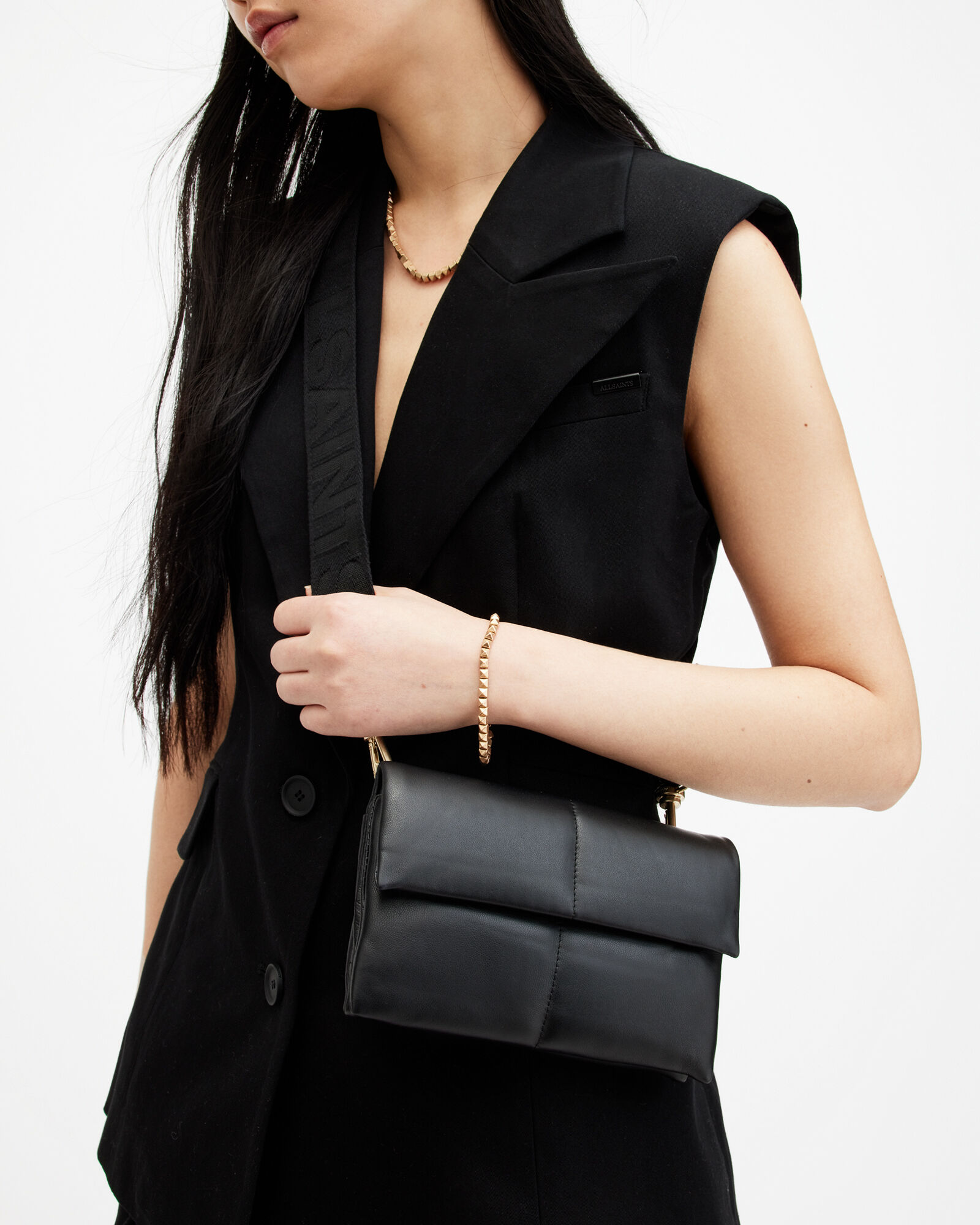 Ezra Leather Quilted Crossbody Bag