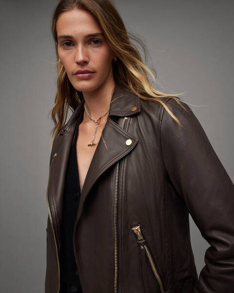 AllSaints Women's Ashwood Leather Jacket - Black - Size 14 UK/10 US