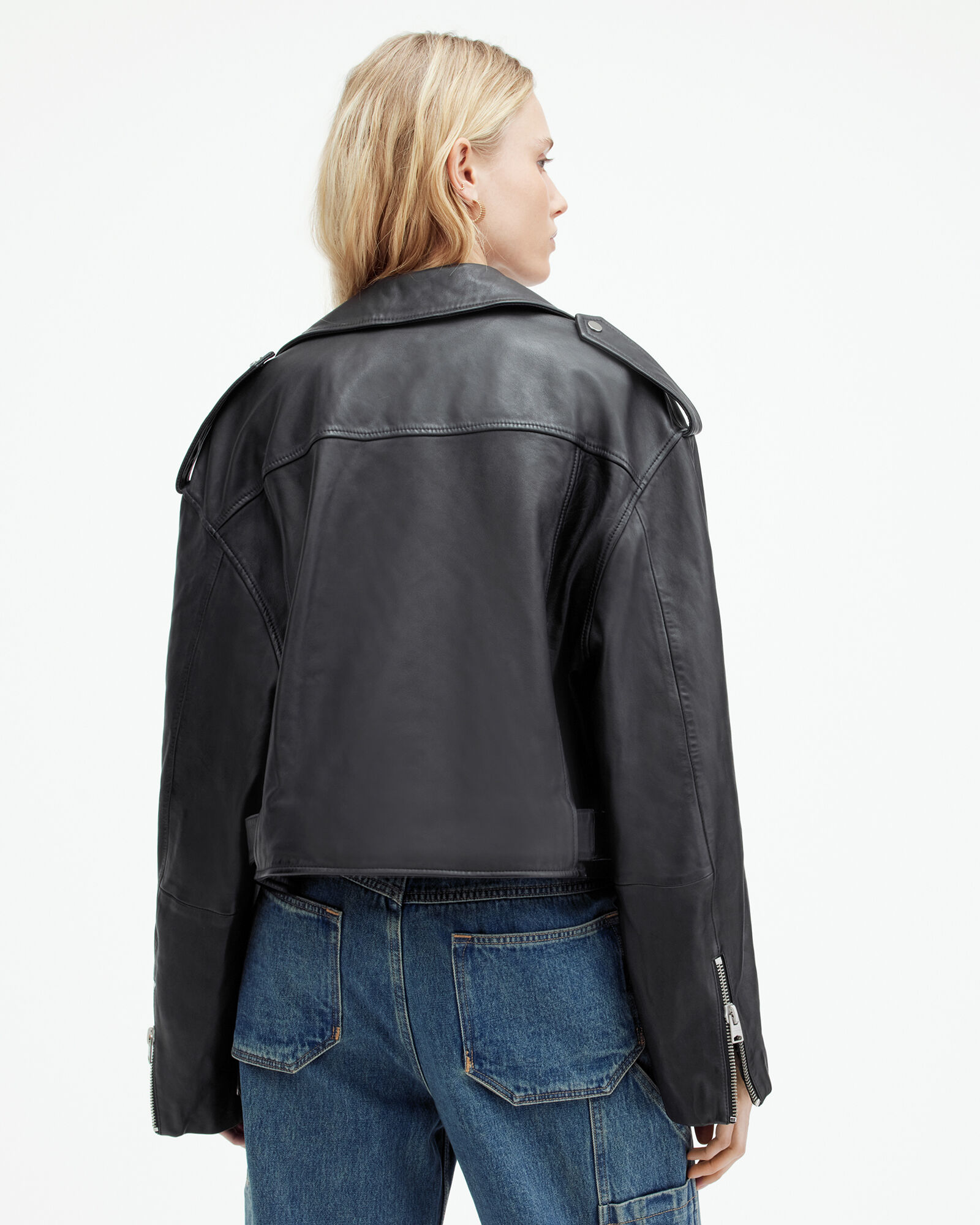 Dayle Oversized Leather Biker Jacket