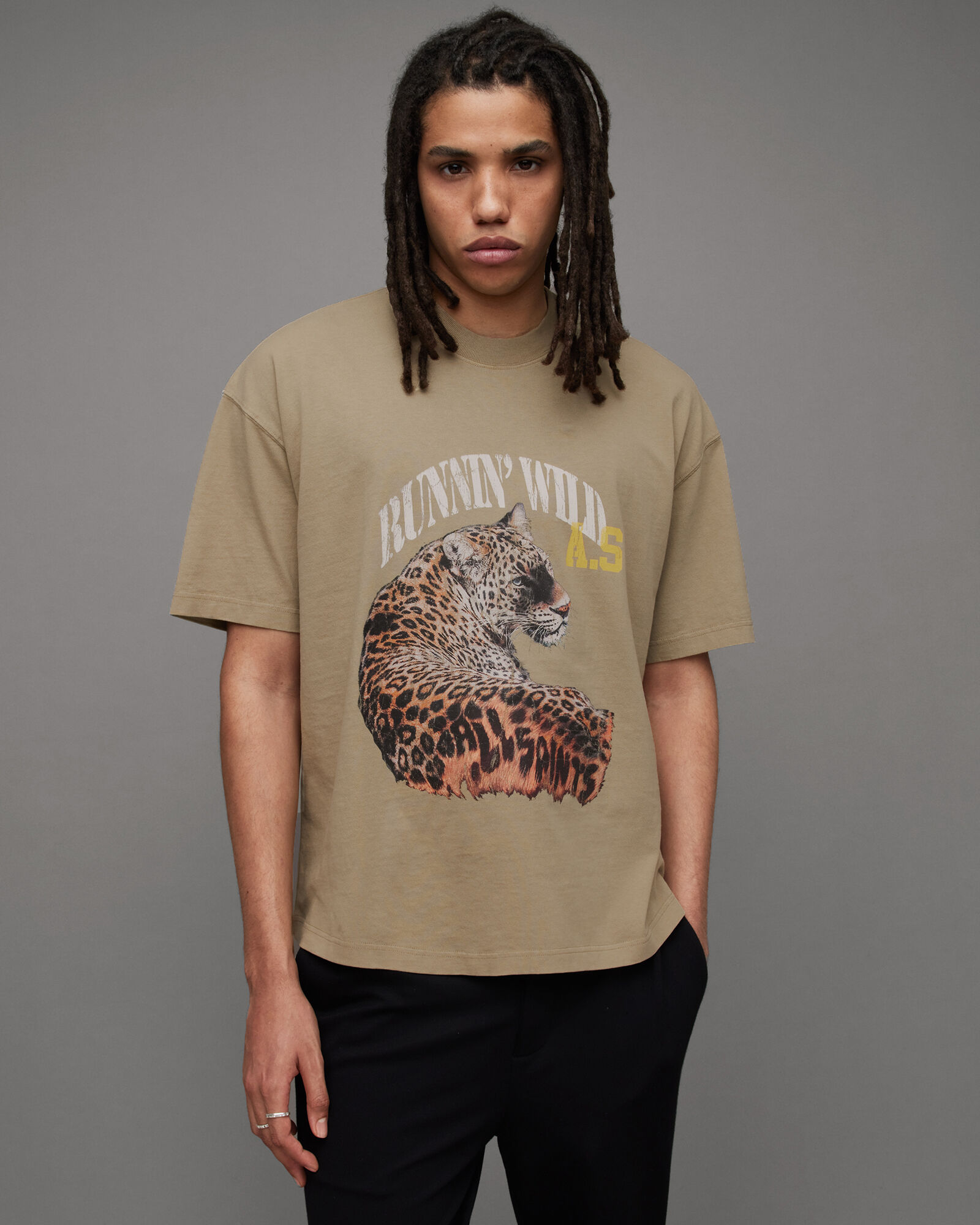 Species Leopard Print Oversized T-Shirt SEA CLAY GREEN | ALLSAINTS US