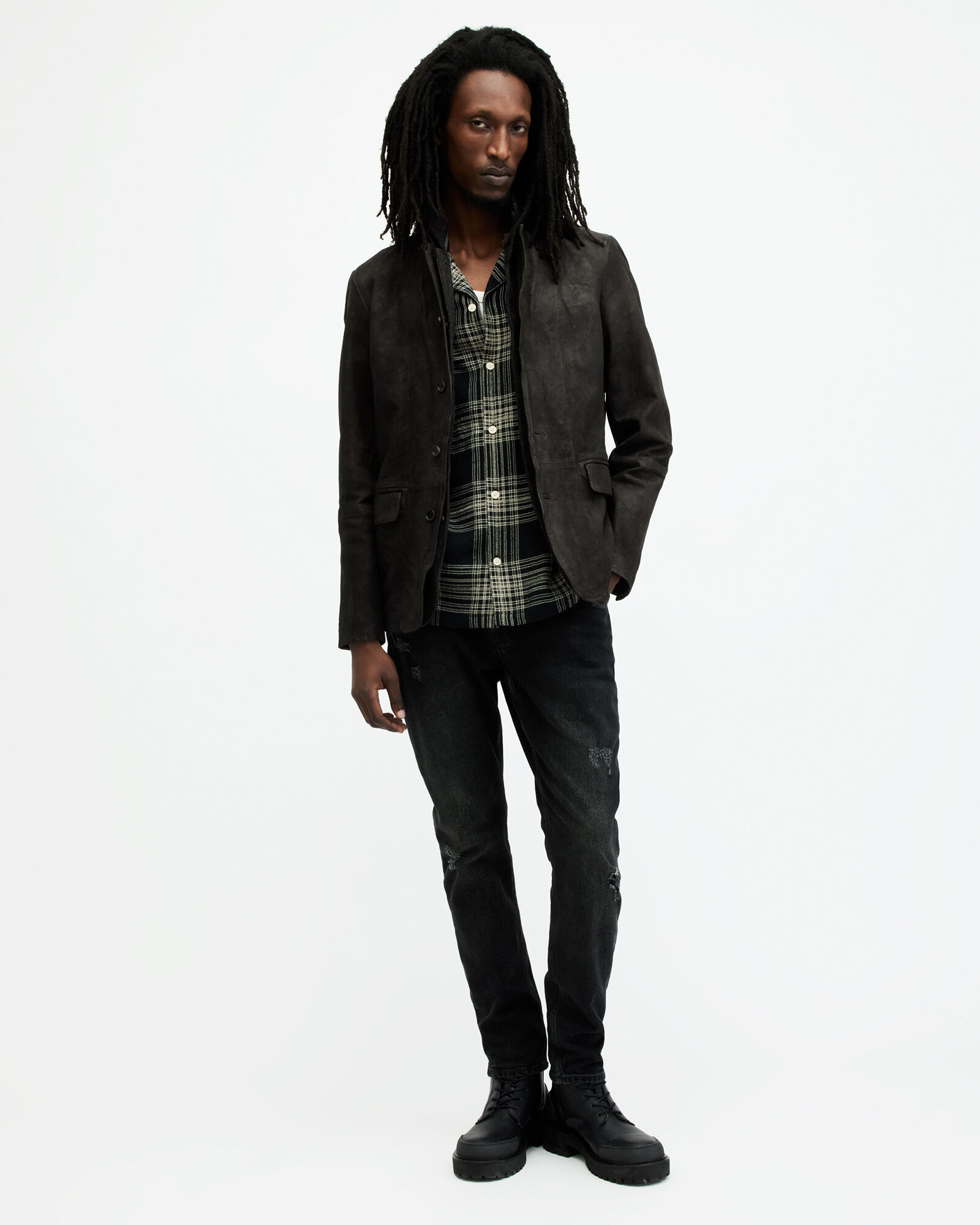 Survey Waxed Suede Double Layer Blazer