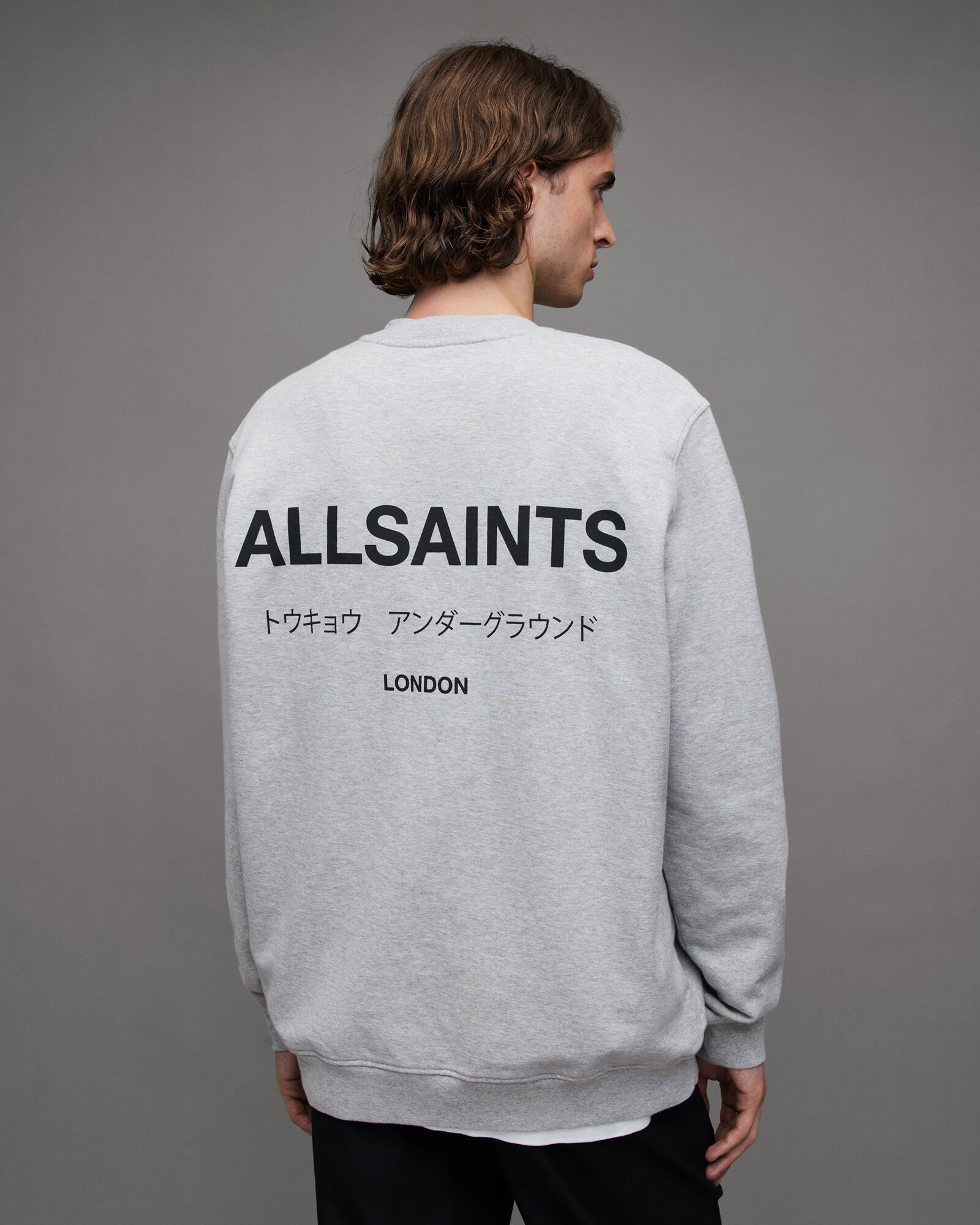 Underground Oversized Crew Sweatshirt Grey Marl | ALLSAINTS US