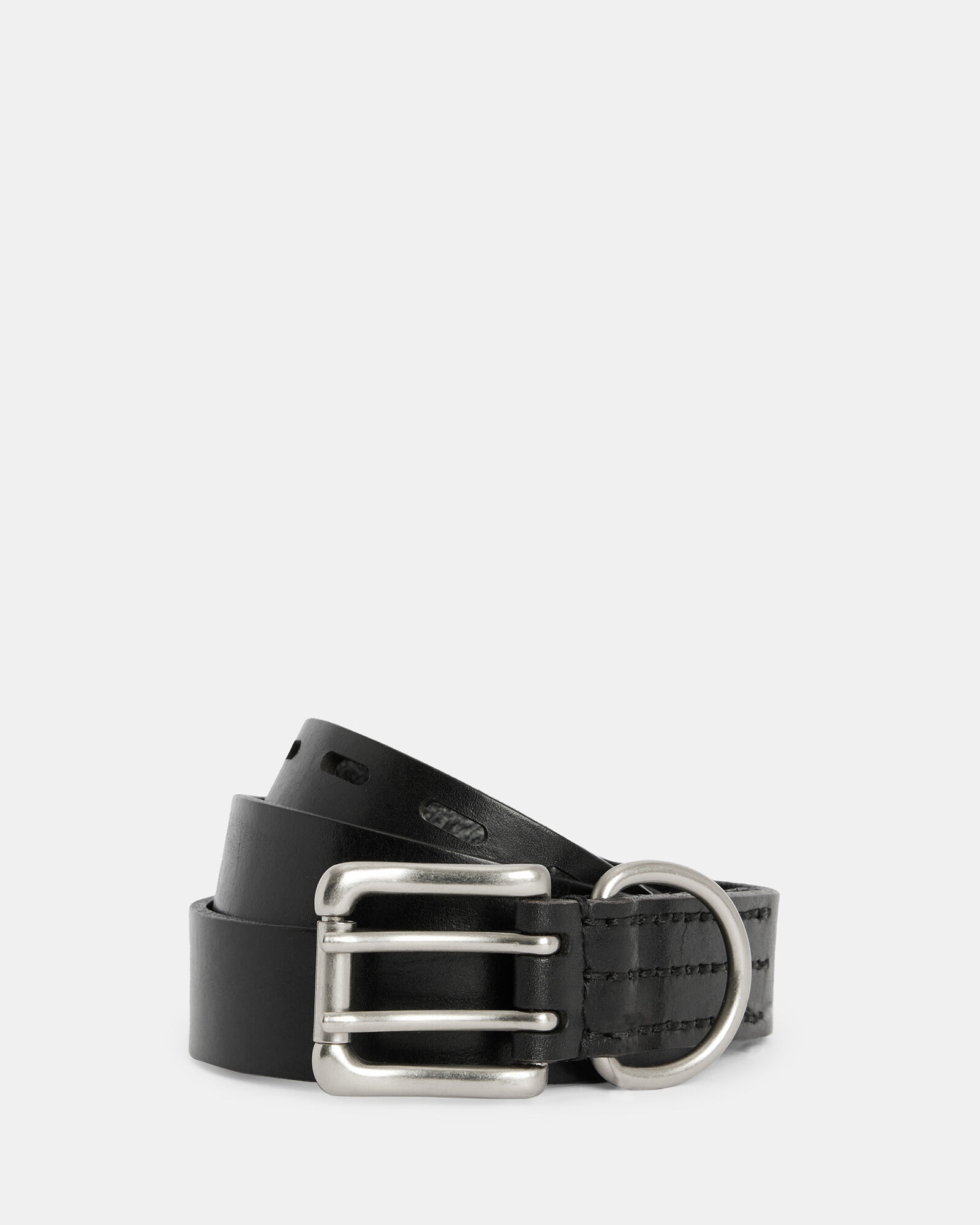 Drew Shiny Leather Double Prong Belt