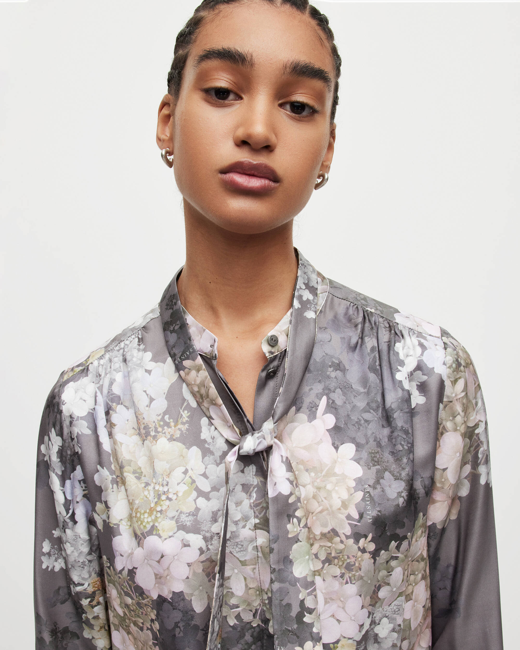 Toni Venetia Silk Blend Shirt CONCRETE GREY | ALLSAINTS US