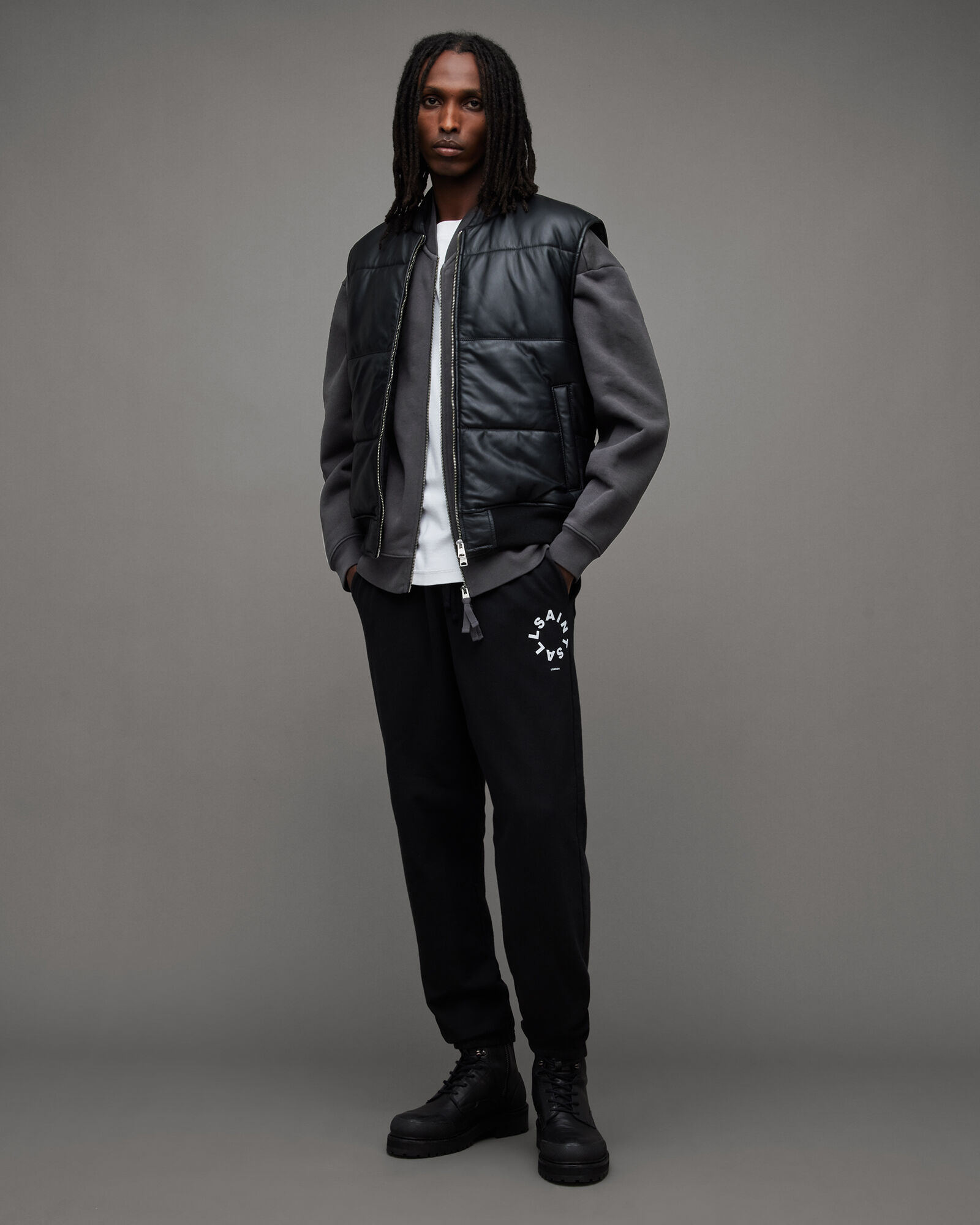 Rocco Cropped Relaxed Fit Bomber Jacket Washed Black | ALLSAINTS US