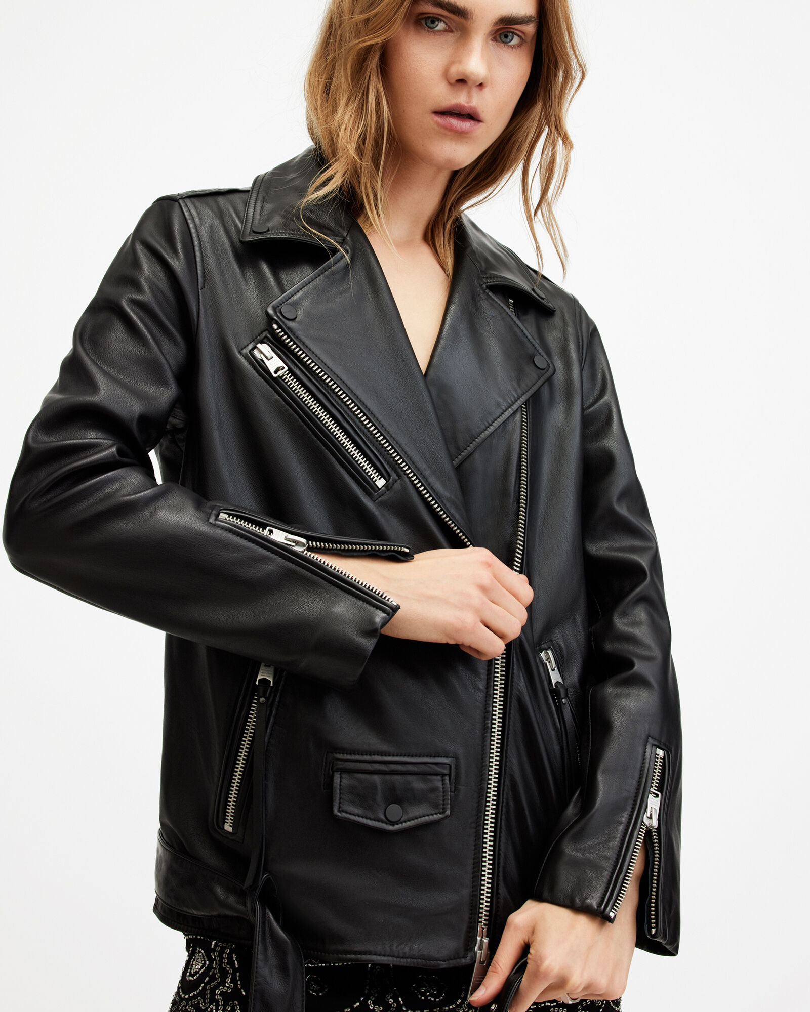 Billie Oversized Leather Biker Jacket
