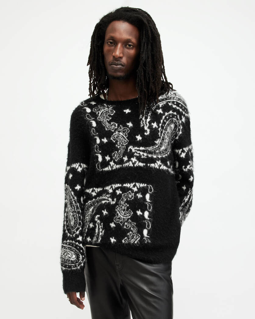 Brushed jacquard pattern sweater