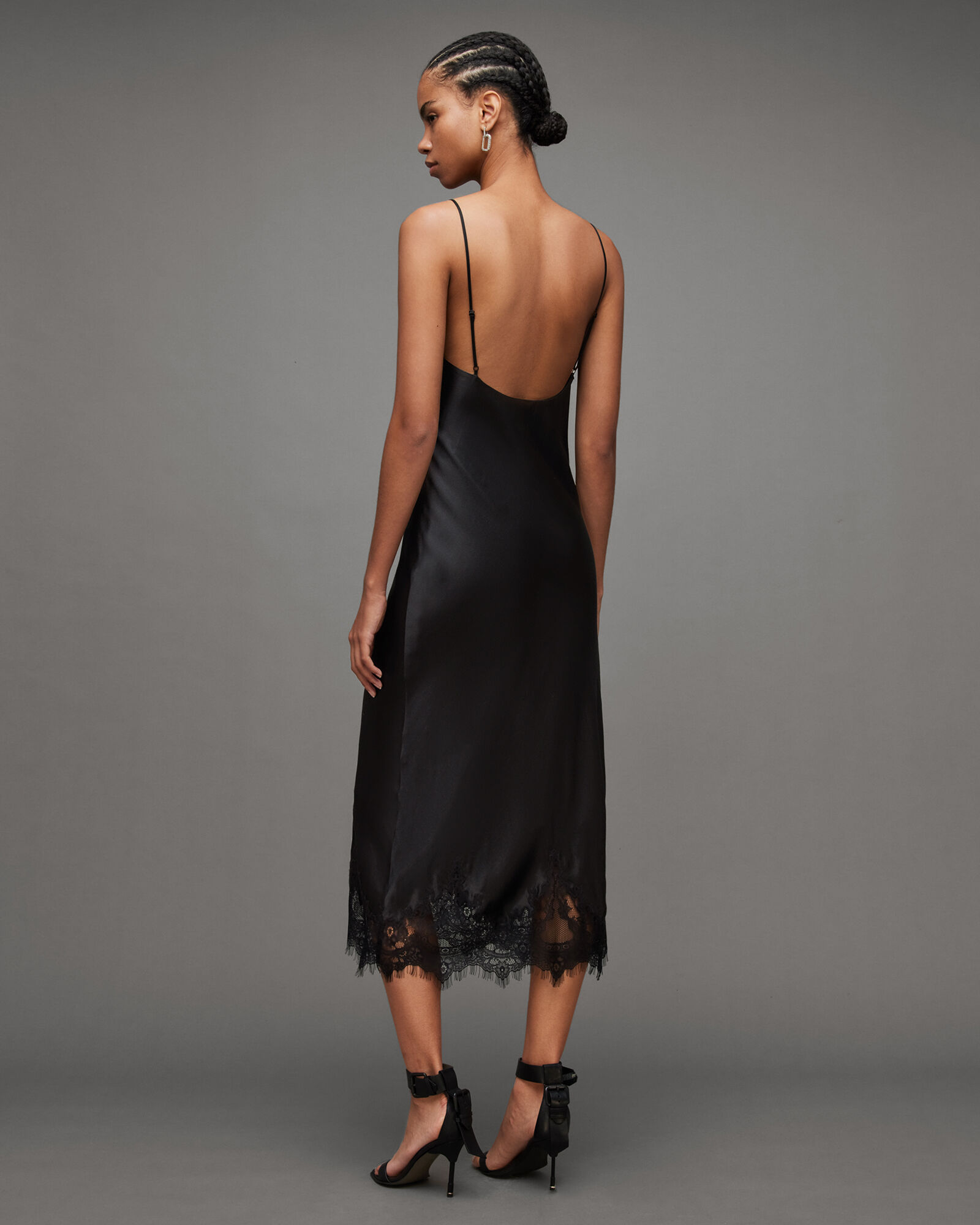 Ophelia Silk Blend Lace Trim Slip Dress Black | ALLSAINTS US