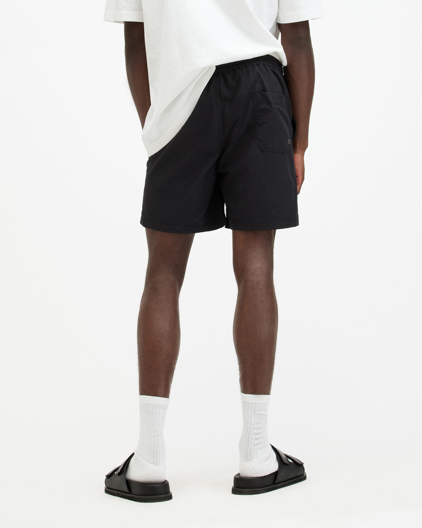 Underground Elastic Waist Logo Swimshorts Jet Black | ALLSAINTS US