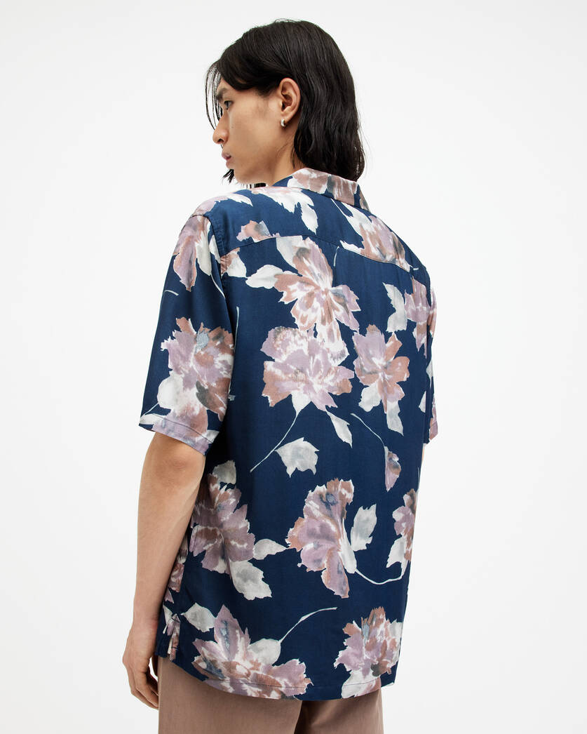 Zinnia Floral Print Relaxed Fit BLUE ADMIRAL | ALLSAINTS Shirt US
