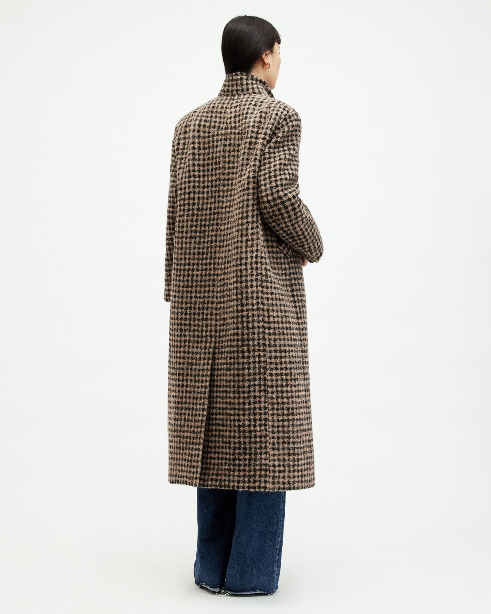 James Wool Blend Checked Maxi Coat