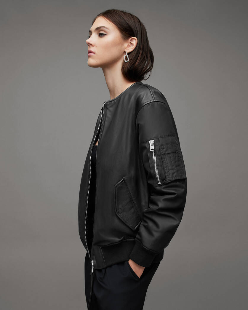 Women's Contrast Leather Jacket