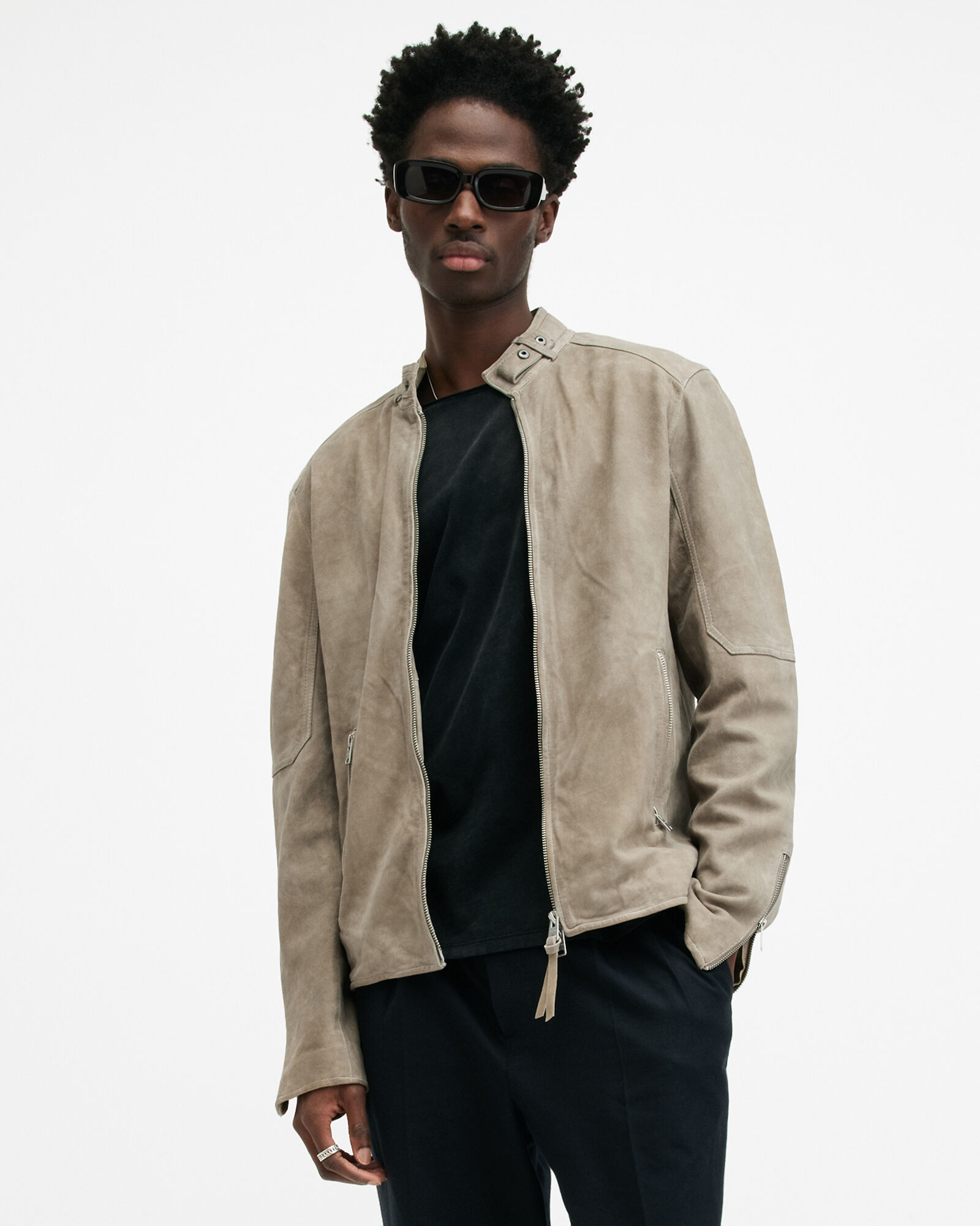 Suede jacket with plush collar and patch pockets - BOSS - Etienne
