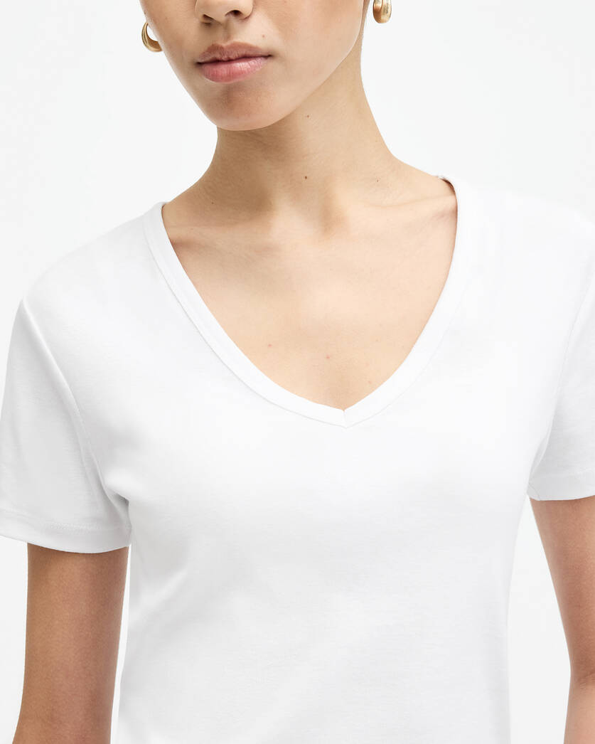 Evie V-Neck Short Sleeve T-Shirt White