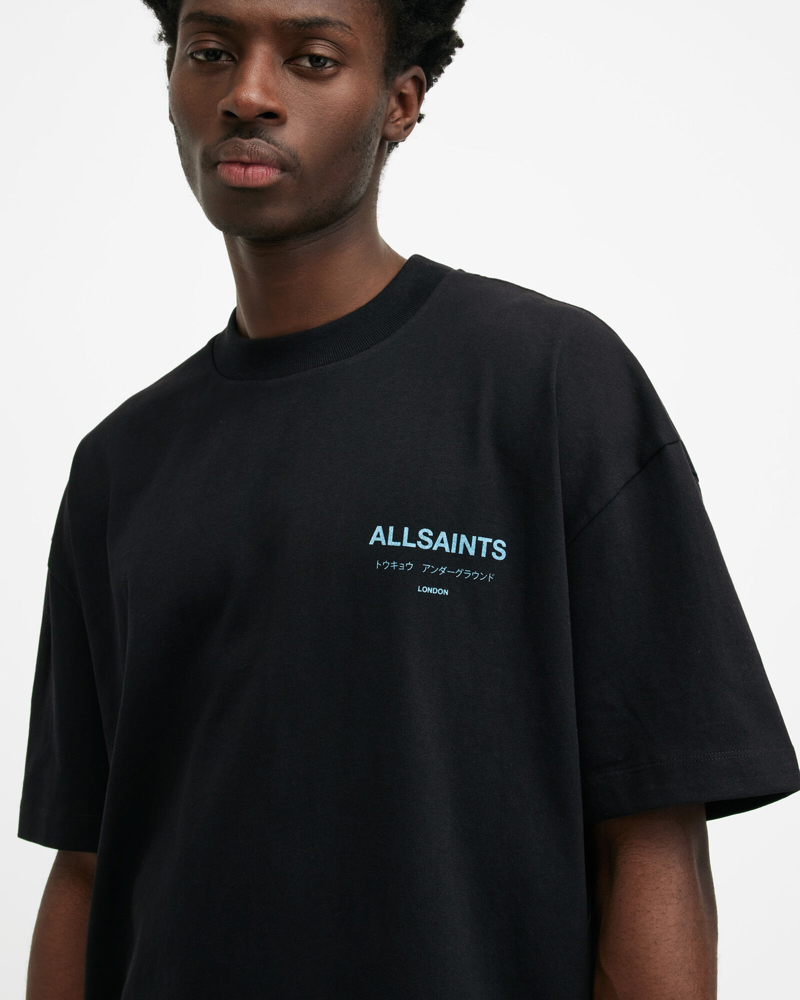 Underground Oversized Crew Neck T-Shirt CAMALEON/BLACK | ALLSAINTS US