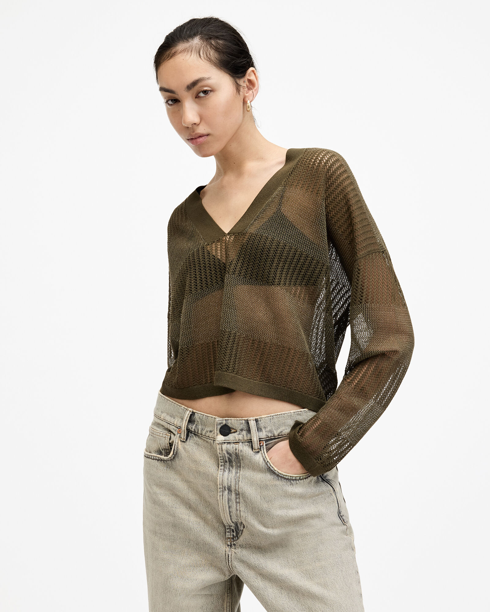 Misha Mesh V-Neck Sweater