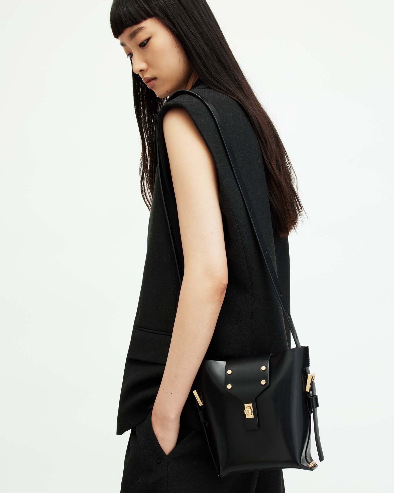 Miro Turn Lock Leather Crossbody Bag