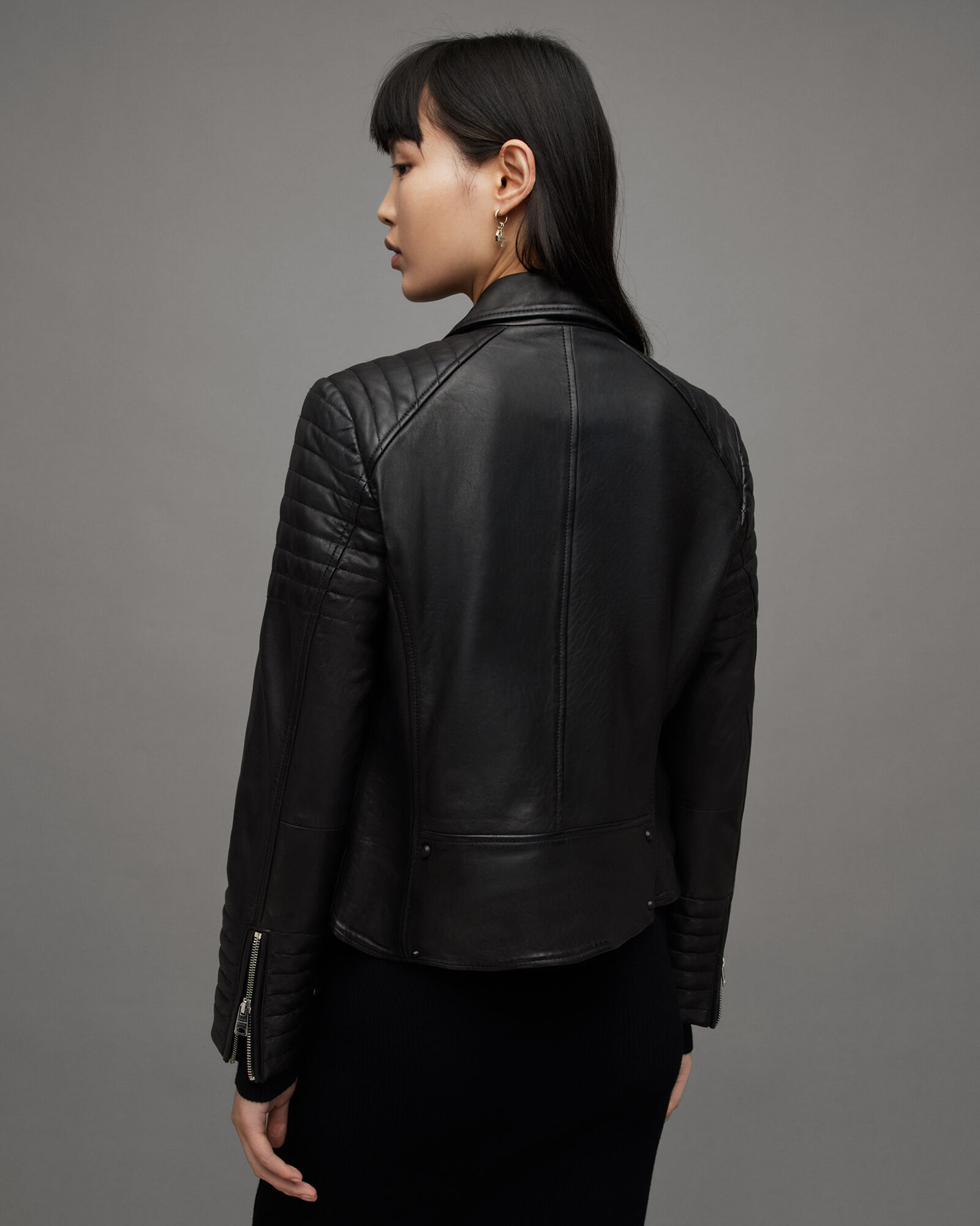 Leoni Leather Biker Jacket Black | ALLSAINTS US