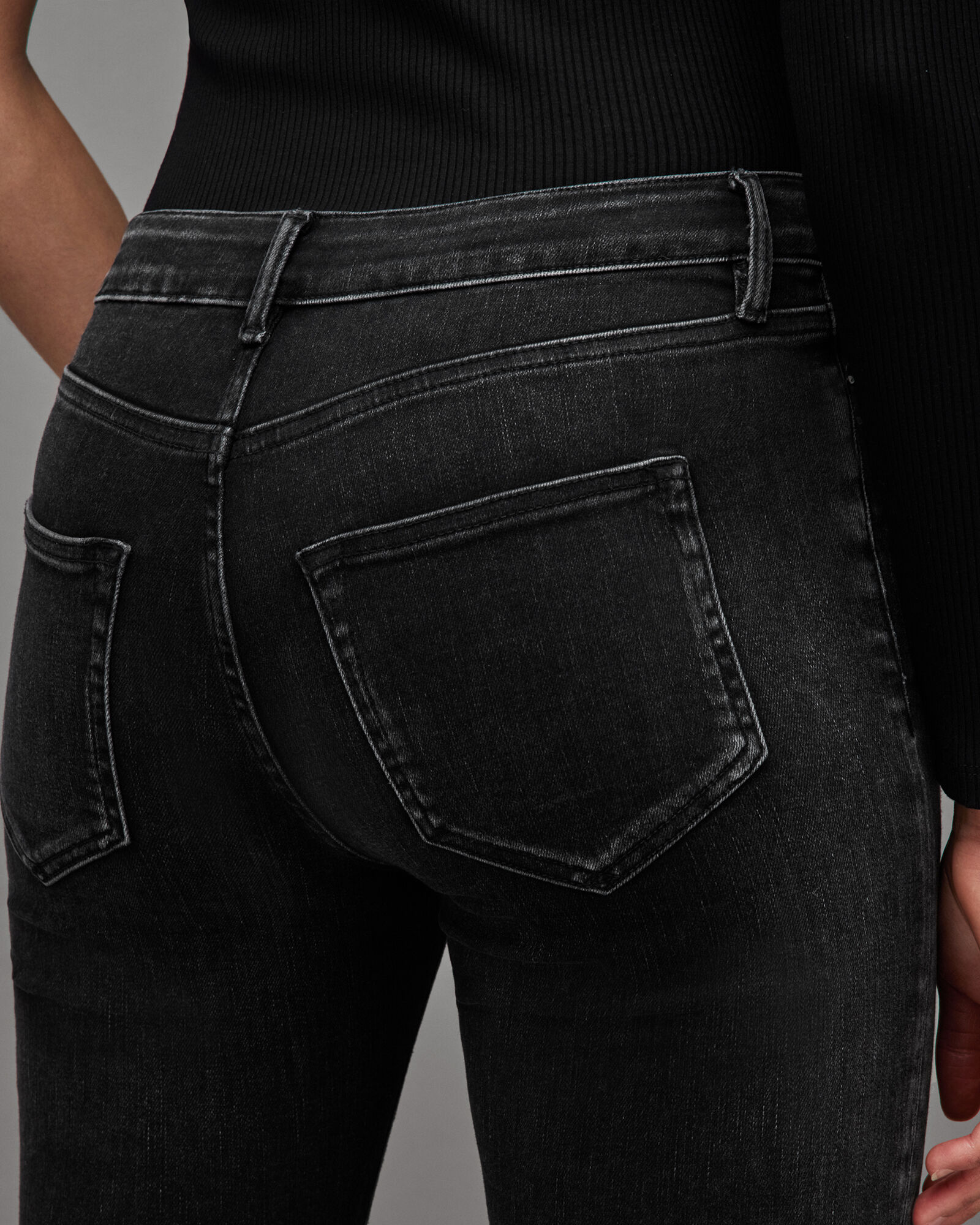 Miller Mid-Rise Skinny Fit Denim Jeans Washed Black | ALLSAINTS US
