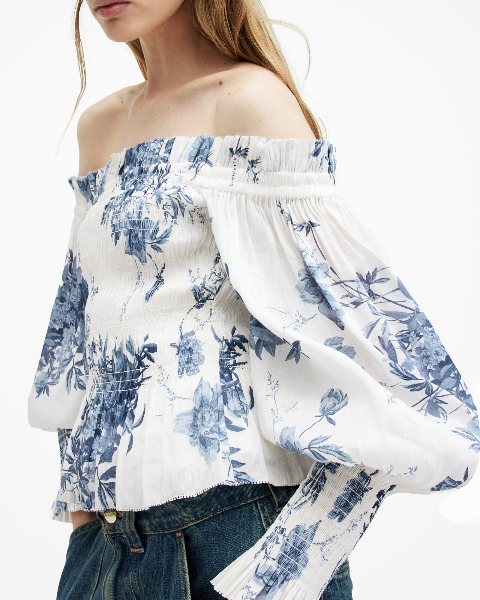 Lara Linen Silk Blend Floral Print Top
