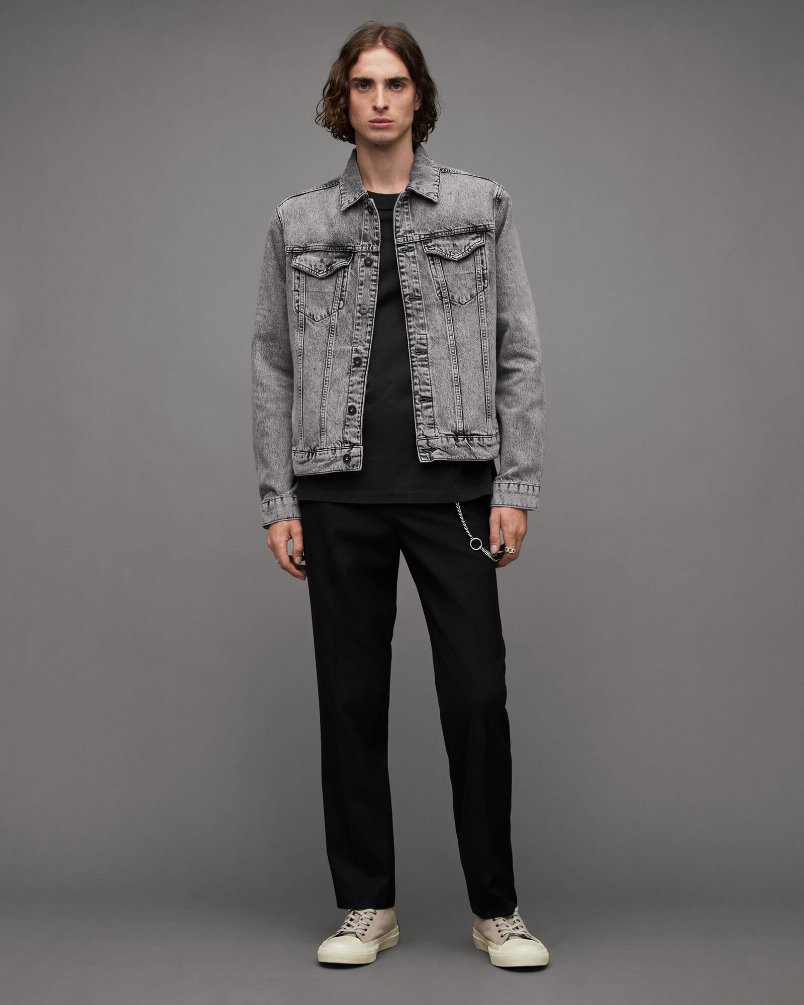 Amazon.com: Men's Spring/Summer Black Grey Gradient Casual Versatile Denim  Jacket,Dark grey,M : Clothing, Shoes & Jewelry