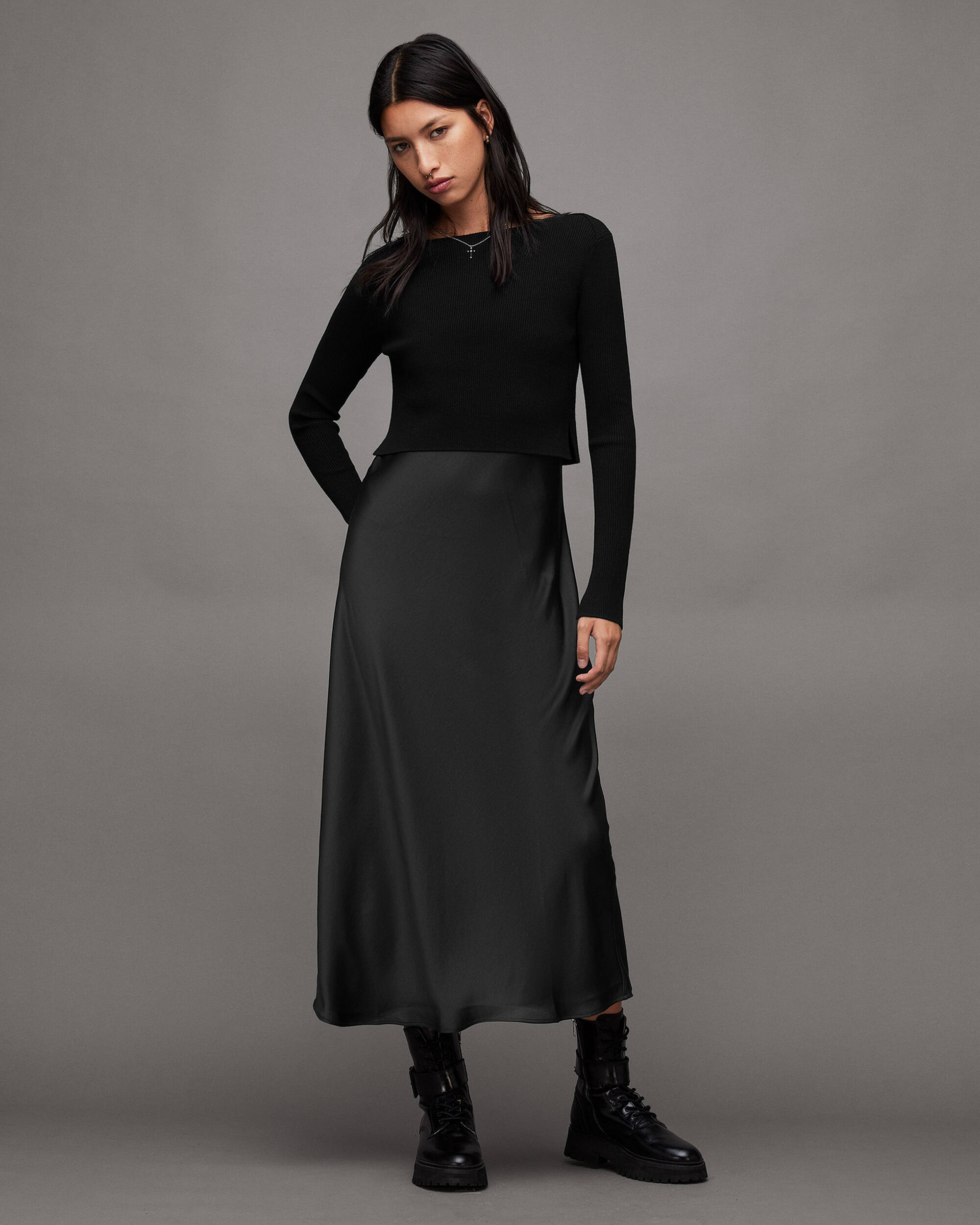 Hera 2-In-1 Dress Black | ALLSAINTS US