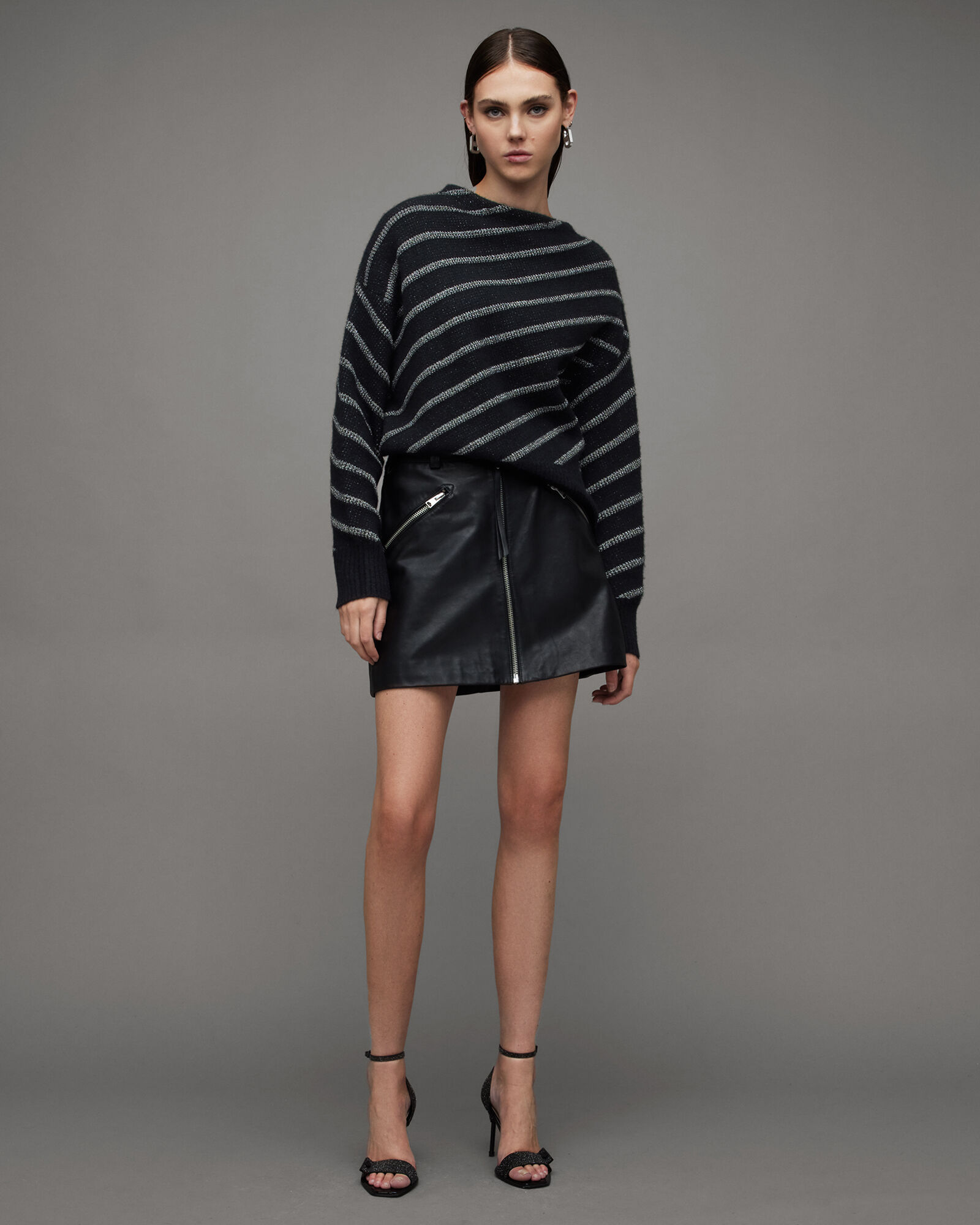 Vega Diagonal Stripe Cropped Sweater