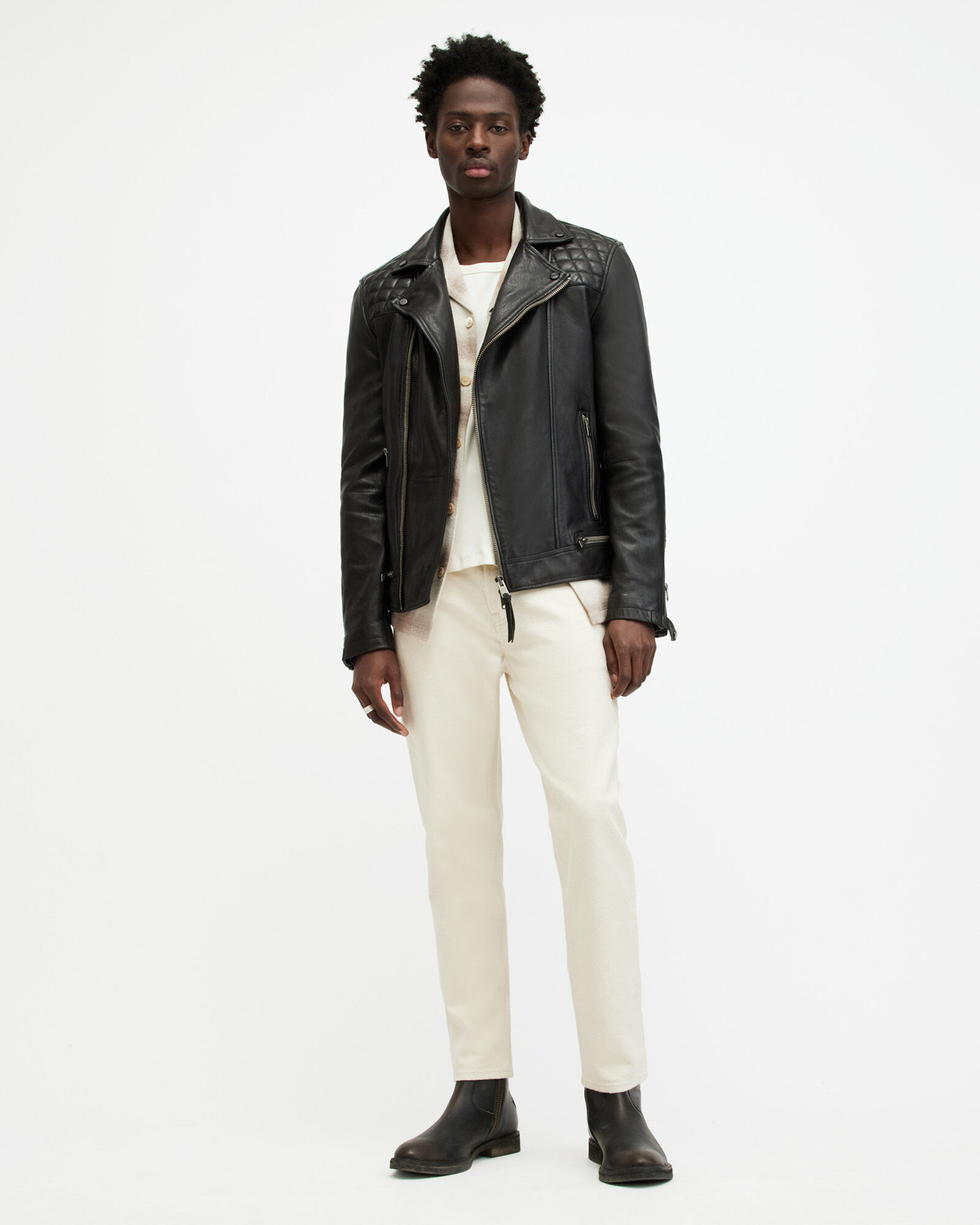 Conroy Crinkled Leather Biker Jacket