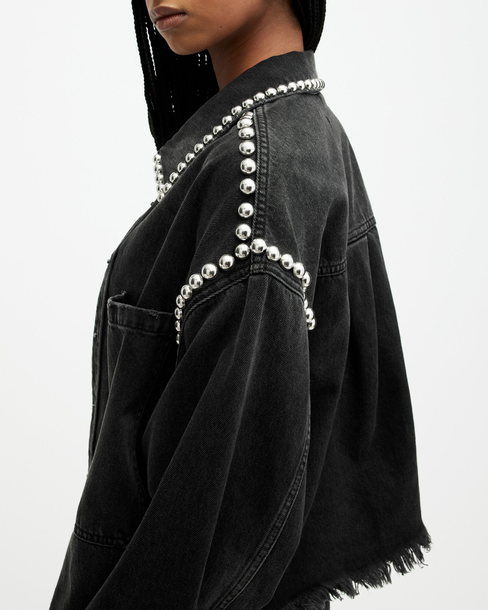 Studded Denim Jacket - Black