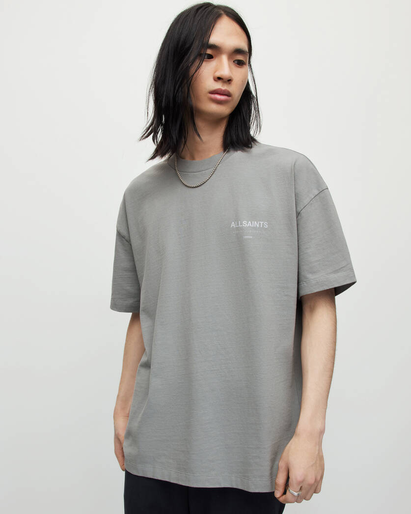 Neck | ALLSAINTS T-Shirt Oversized Metallic Grey US Underground Crew