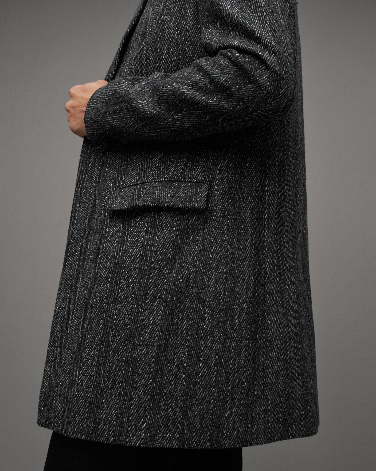 Manor Single Breasted Herringbone Coat