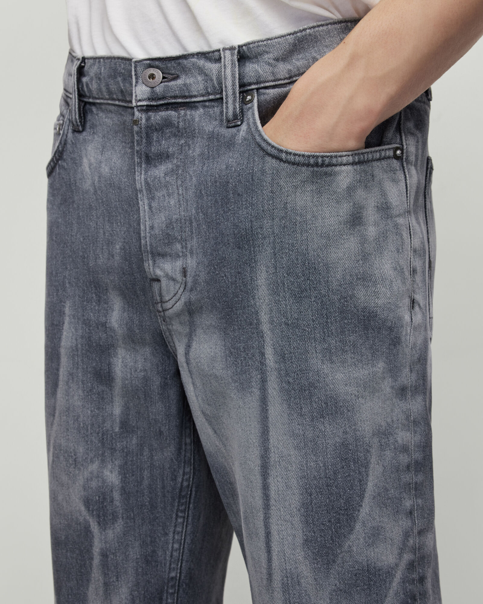 Dean Slim Fit Cropped Denim Jeans Marble Grey | ALLSAINTS US