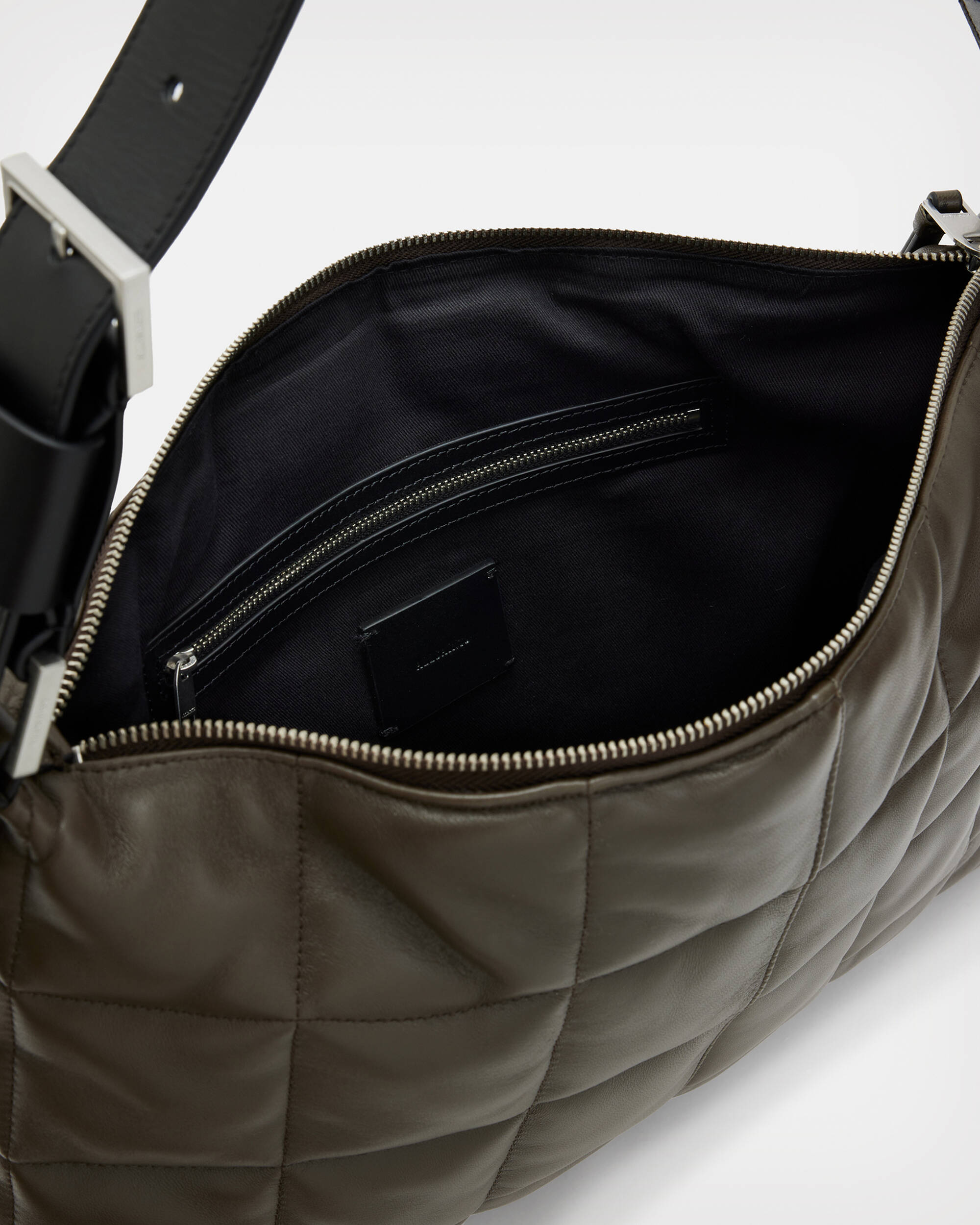 Edbury Leather Quilted Shoulder Bag Olive | ALLSAINTS US