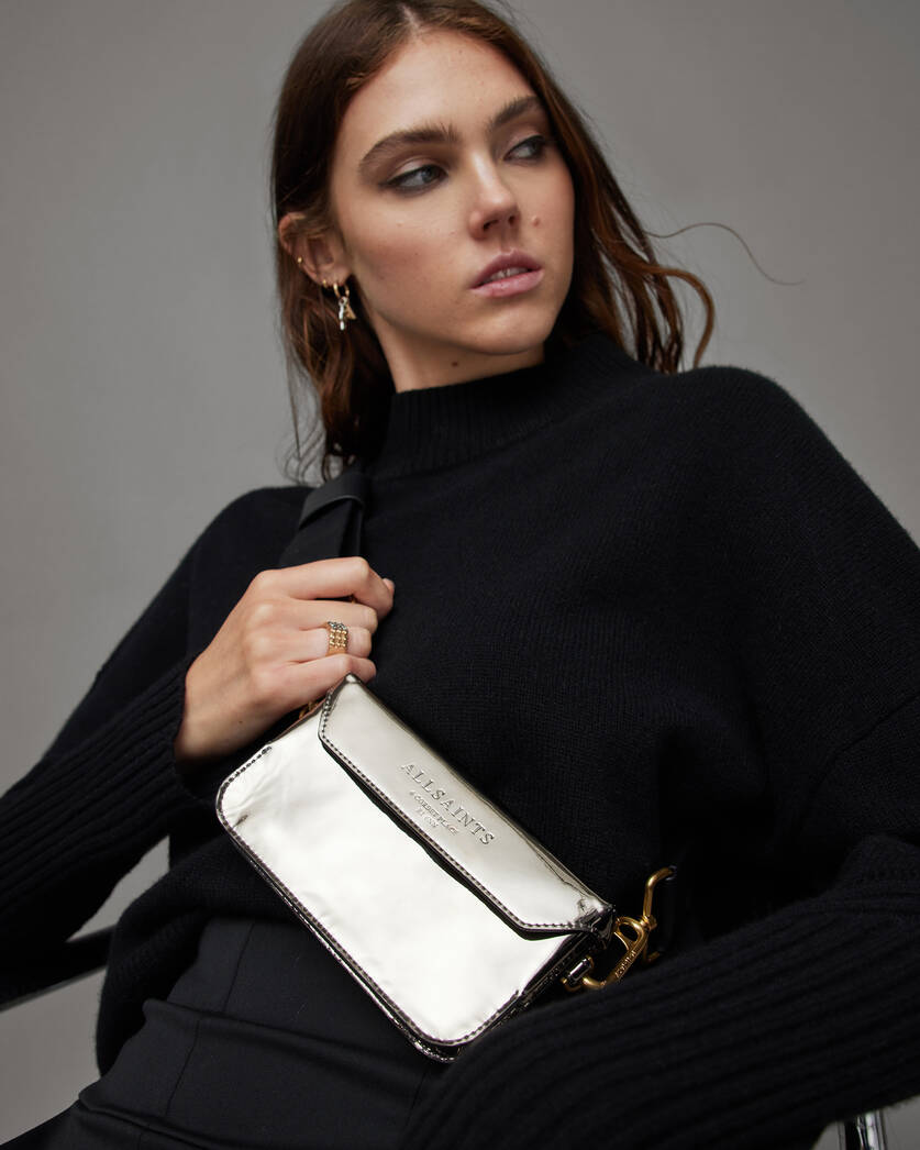 AllSaints Zoe Leather Crossbody Bag in Black