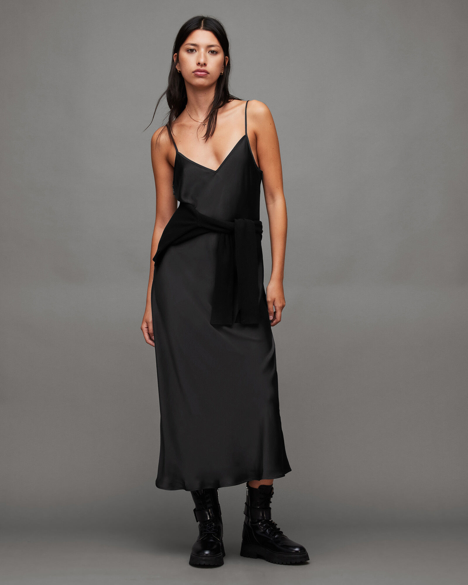 AllSaints 2-in-1 Bordeuax Slip Dress with Long Sleeve Top — AMANDA N HAMMOND