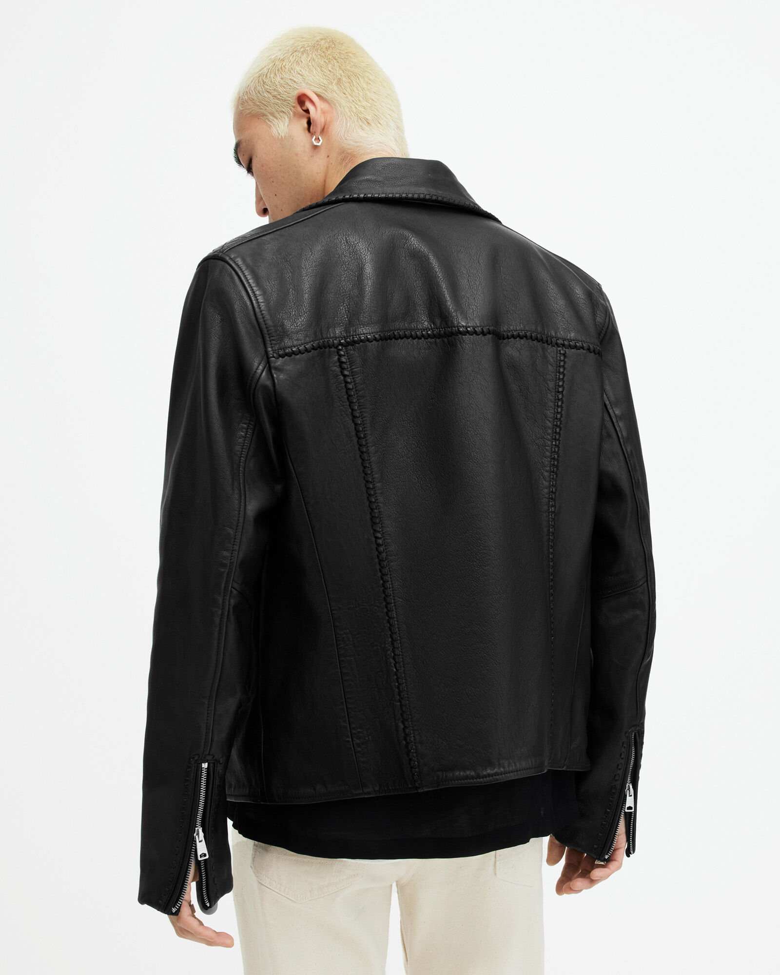 Warner Relaxed Fit Leather Biker Jacket
