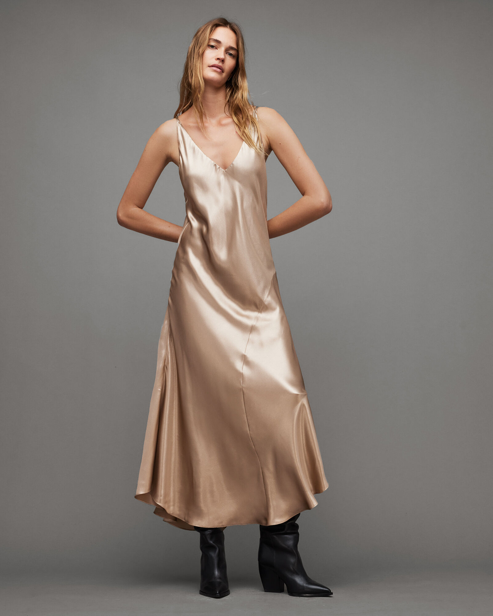 Megan 2-In-1 Metallic Foil Maxi Dress