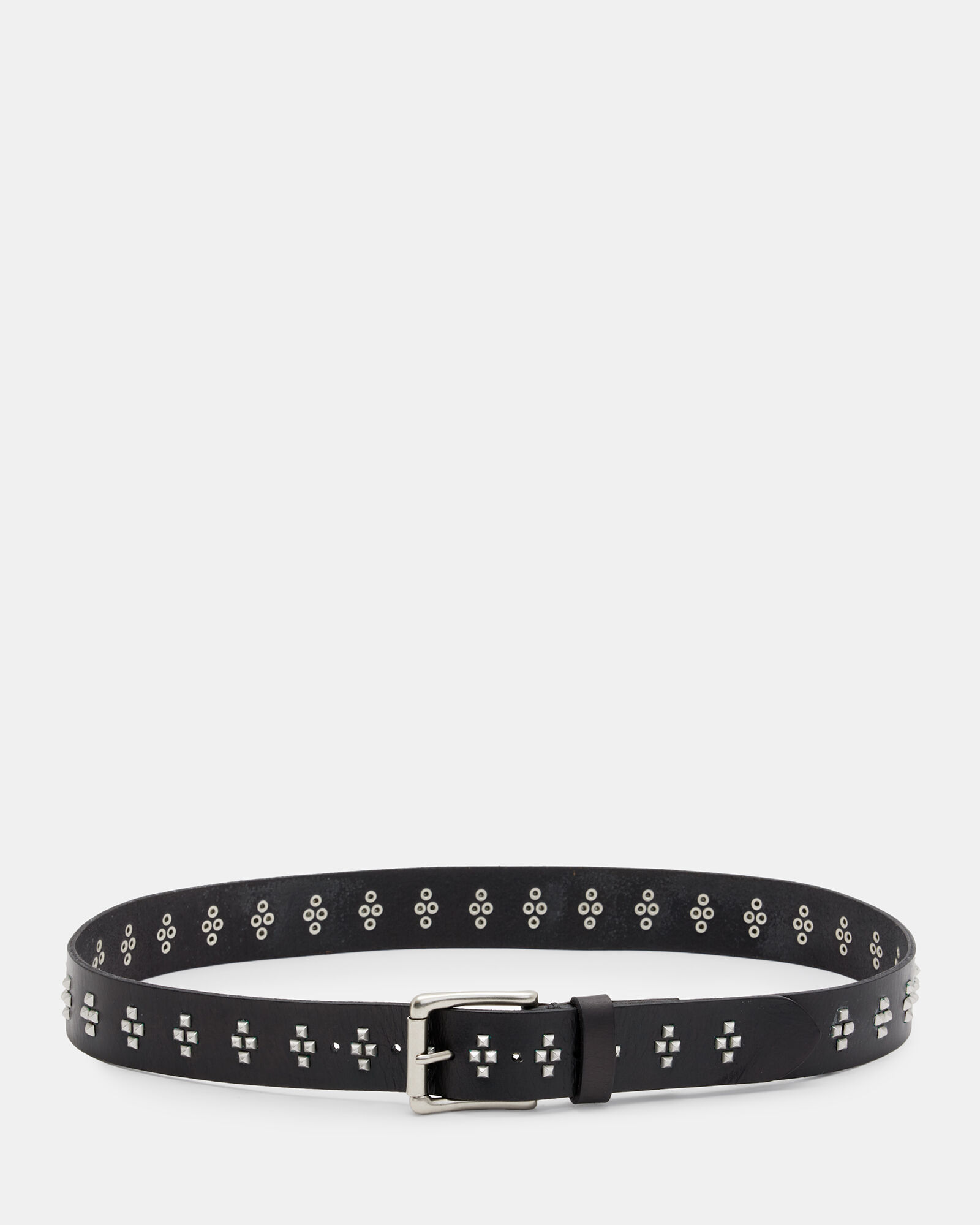 Noa Cross Studded Leather Belt BLACK/DULL NICKEL | ALLSAINTS US
