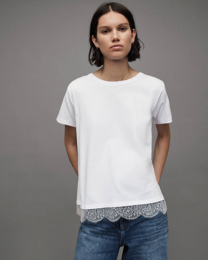 Lee ALLSAINTS Lace Relaxed T-Shirt | US White Hem Optic