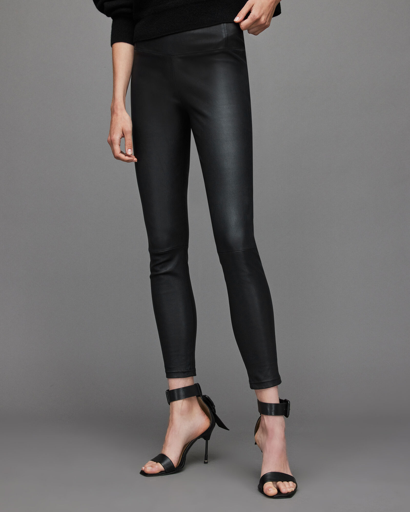 Cora High-Rise Leather Leggings Black | ALLSAINTS US