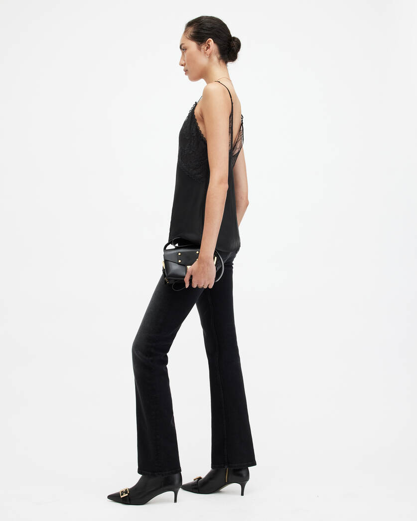 | ALLSAINTS Black Lace Panelled Cami Immy US V-Neck Top
