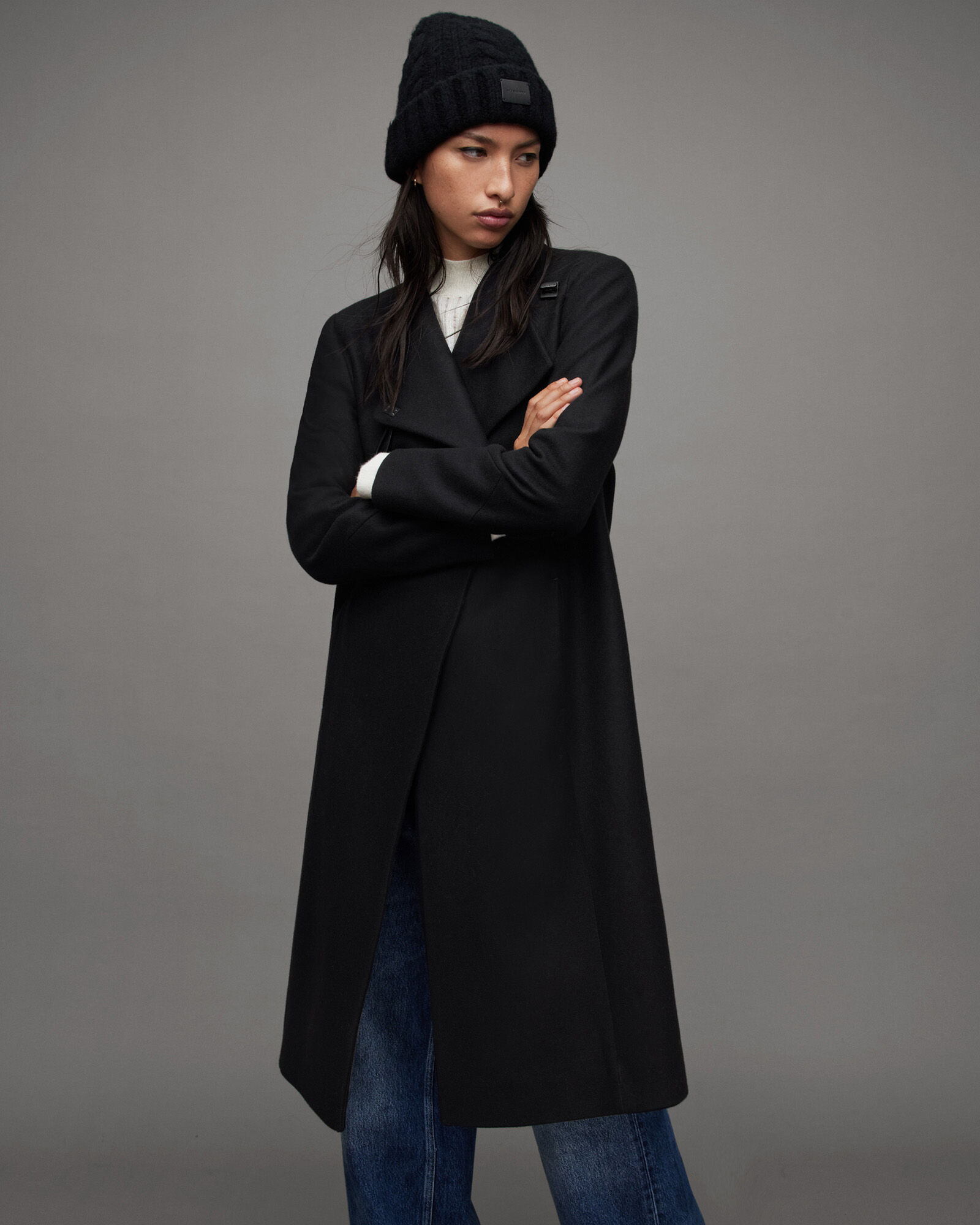 Riley Wrap Around Belted Long Line Coat