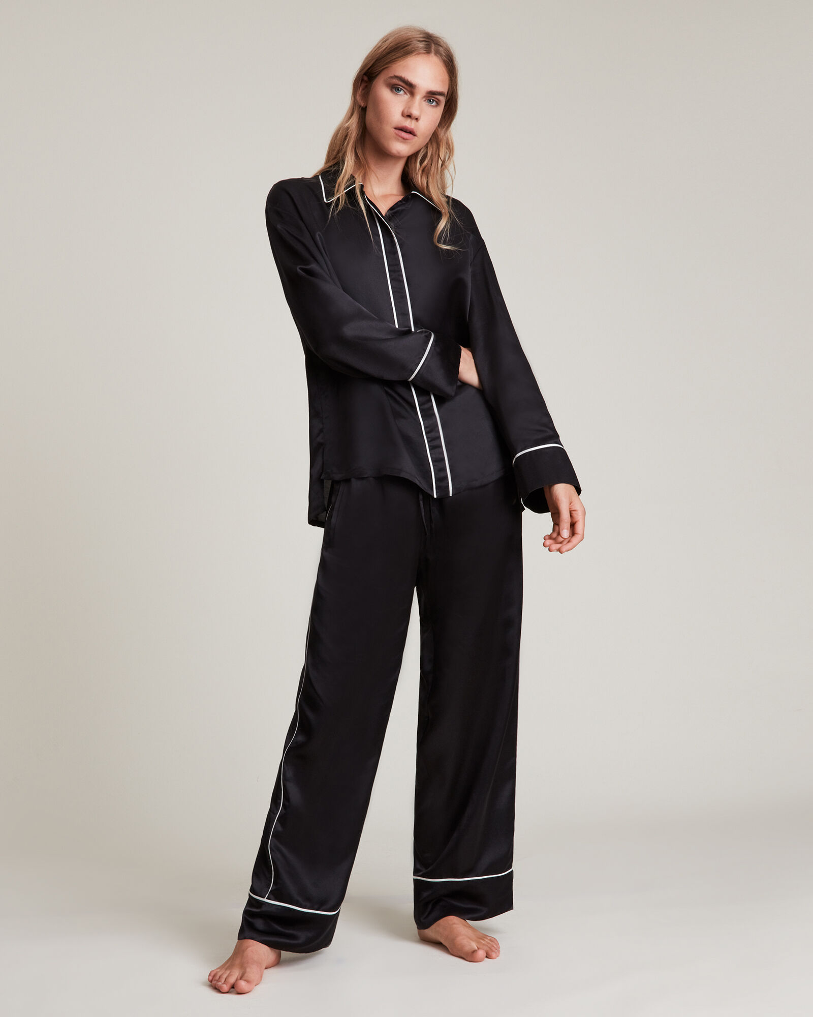 Sofi Silk Blend Pyjama Pants Black | ALLSAINTS US