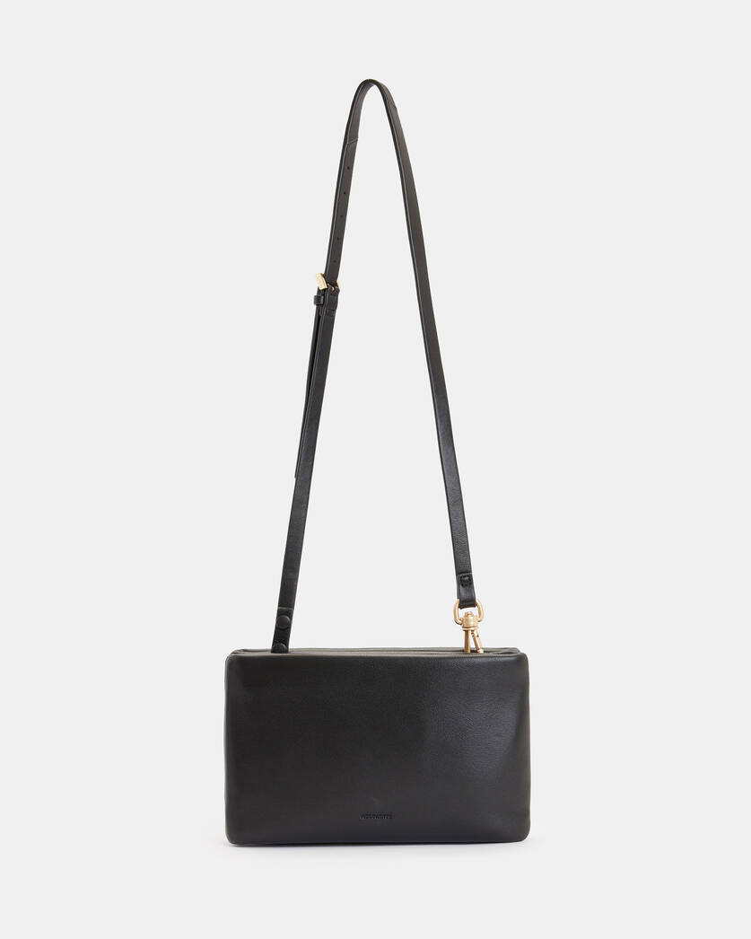 Mila Eyelet Leather Crossbody Bag Black | ALLSAINTS US