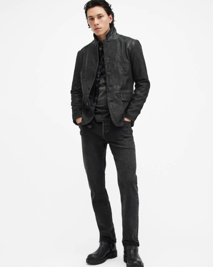 Men's Survey Leather Jacket - Outfit Front View