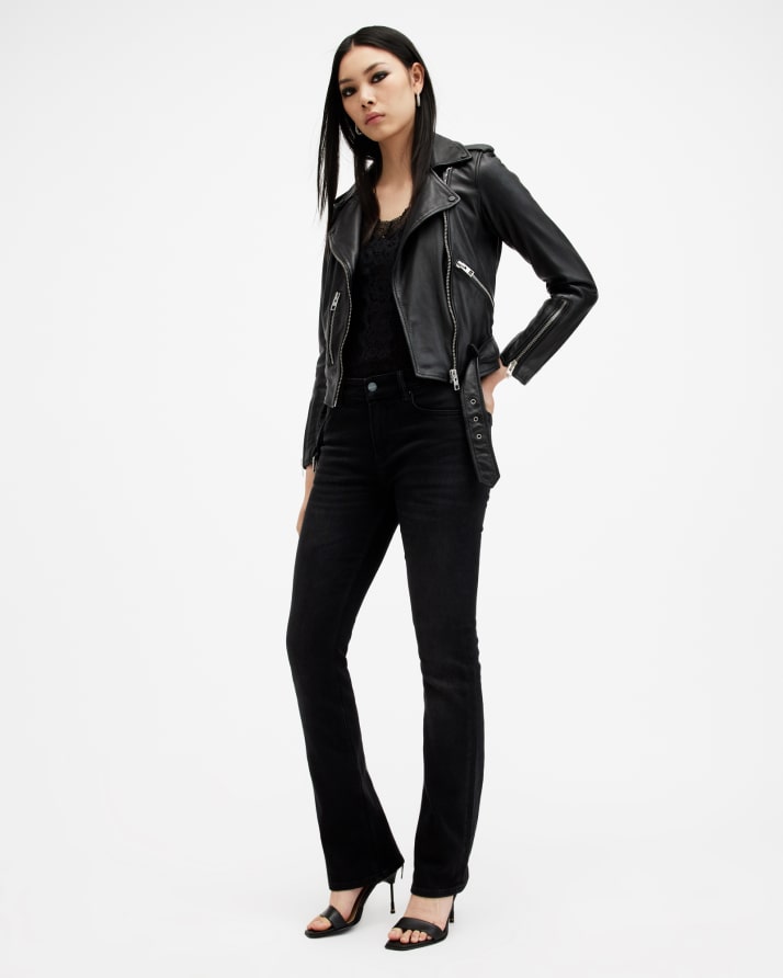 Women's Balfern Leather Jacket - Outfit Front View