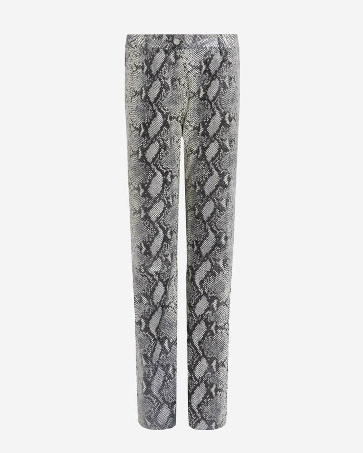 Shop the Saige Snake Skin Effect Leather Trousers